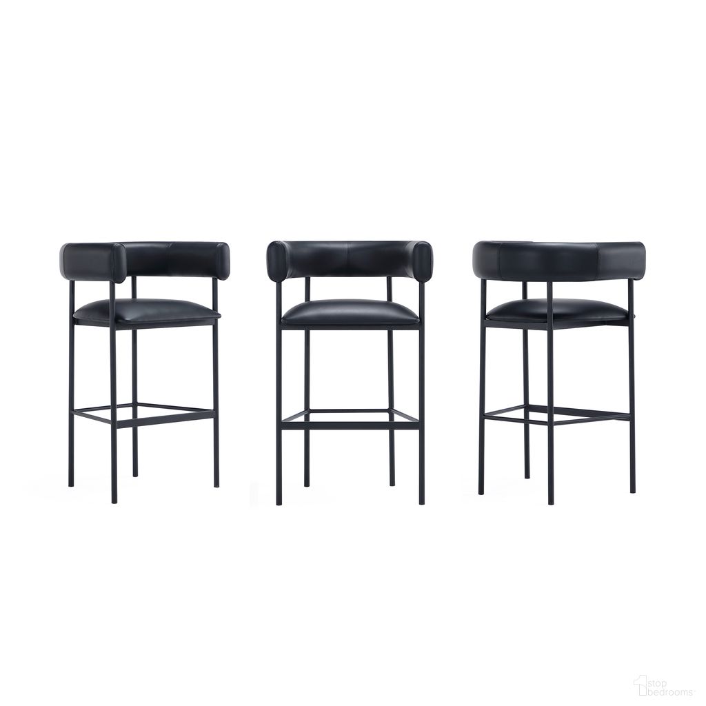 Onda Vegan Leather Metal Upholstered Barstool In Black