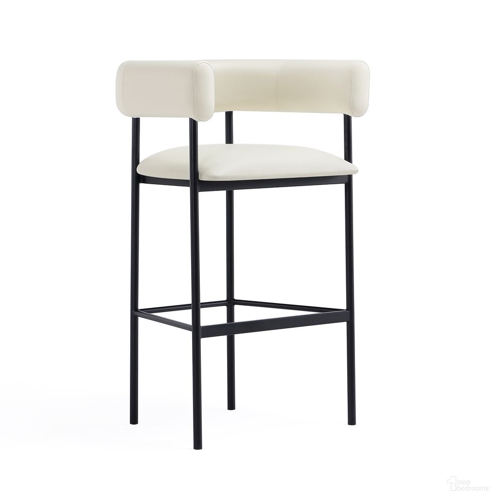 Onda Vegan Leather Metal Upholstered Barstool In Ivory