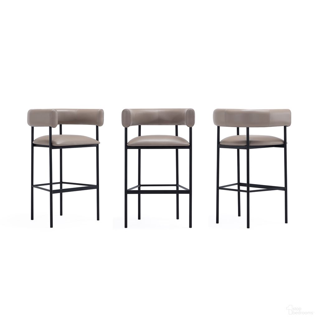 Onda Vegan Leather Metal Upholstered Barstool In Taupe