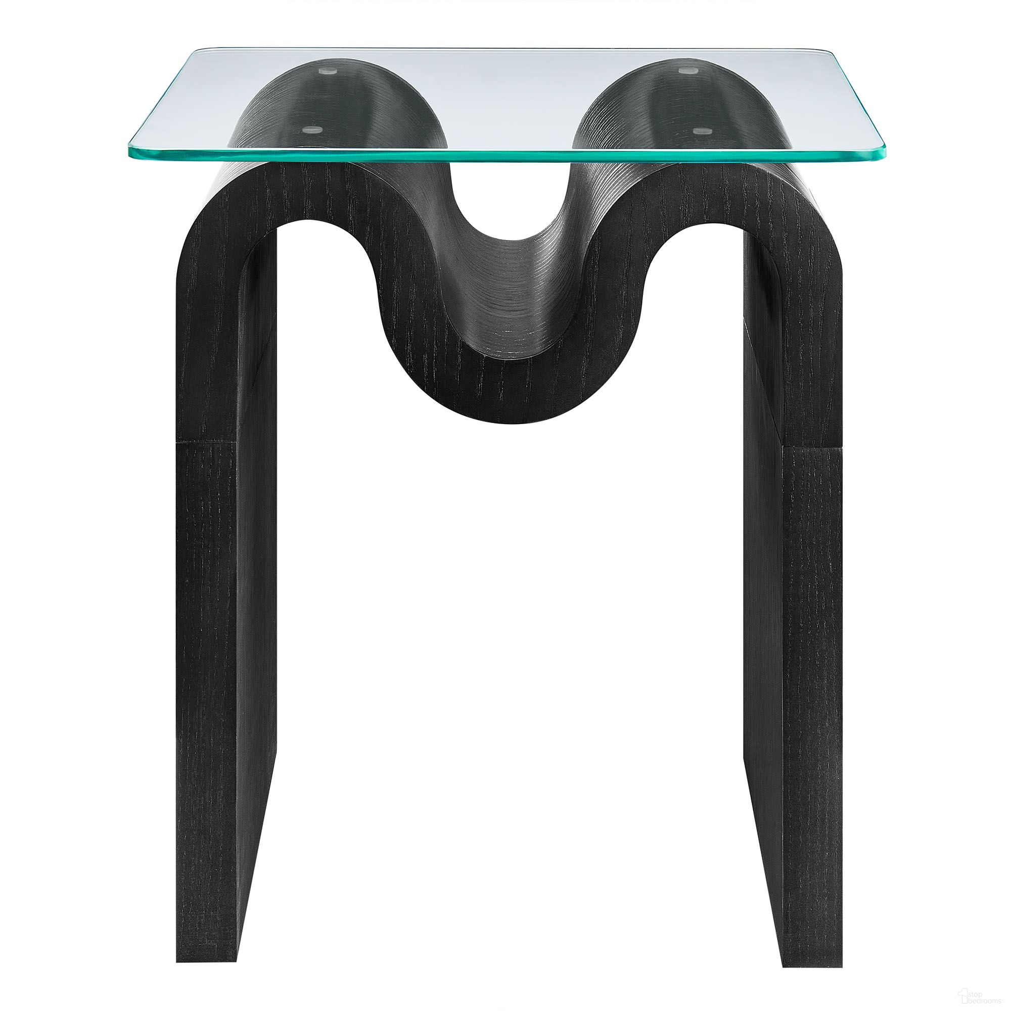 The appearance of Ondine Glass Top Side Table In Black designed by Modway in the modern / contemporary interior design. This black piece of furniture  was selected by 1StopBedrooms from Ondine Collection to add a touch of cosiness and style into your home. Sku: EEI-6902-BLK. Material: Glass.