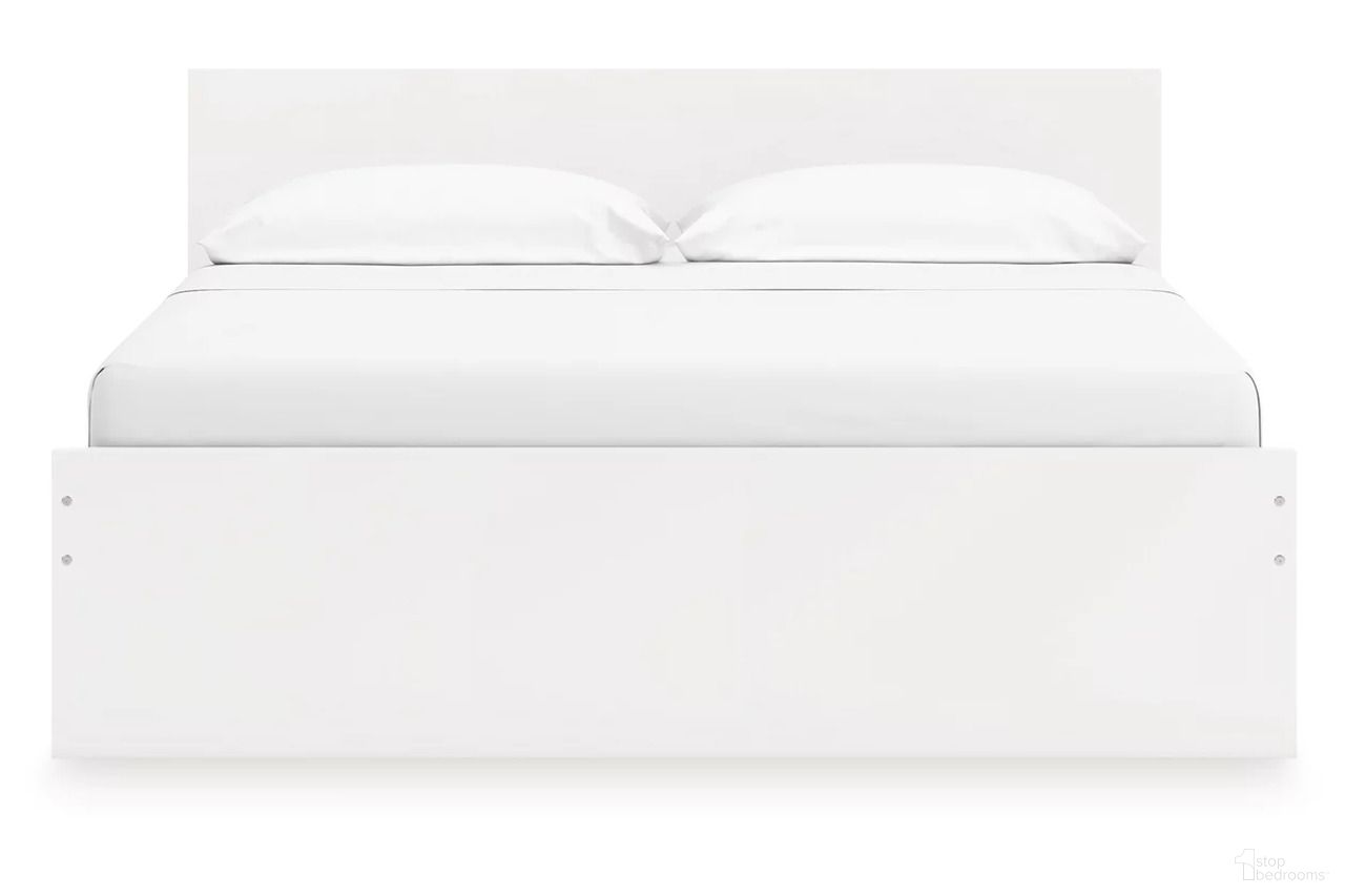 The appearance of Onita King Panel Platform Bed with 2 Side Storage In White designed by Signature Design by Ashley in the modern / contemporary interior design. This white piece of furniture was selected by 1StopBedrooms from Onita Collection to add a touch of cosiness and style into your home. Sku: B100-14;EB9630-258;EB9630-261;EB9630-261;EB9630-56;EB9630-95. Bed Type: Storage Bed. Bed Size: King.