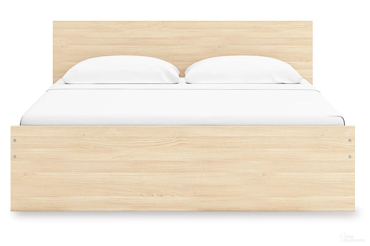 The appearance of Onita King Panel Platform Bed with Storage In Natural designed by Signature Design by Ashley in the modern / contemporary interior design. This natural piece of furniture  was selected by 1StopBedrooms from Onita Collection to add a touch of cosiness and style into your home. Sku: B100-14;EB9632-258;EB9632-261;EB9632-56;EB9632-95. Bed Type: Platform Bed. Bed Size: King.