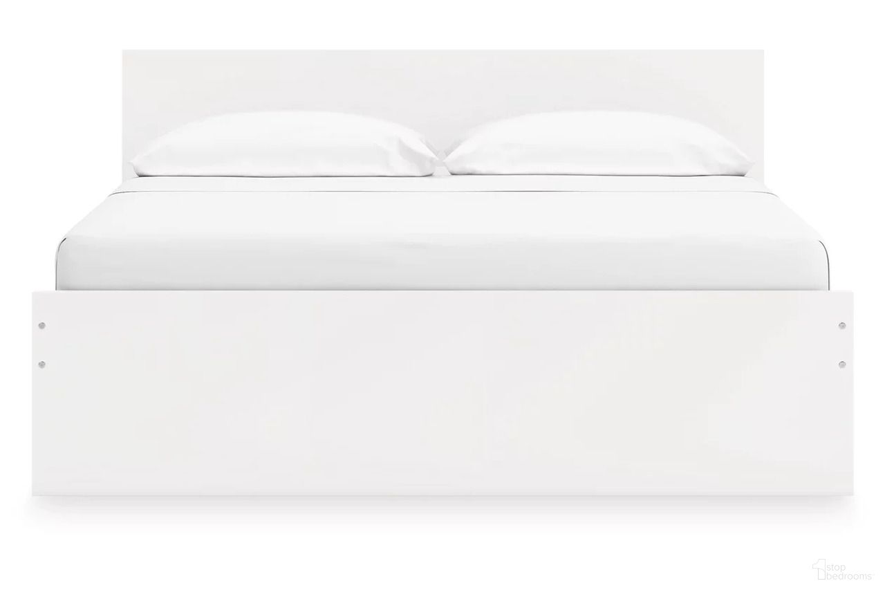 The appearance of Onita King Panel Platform Bed with Storage In White designed by Signature Design by Ashley in the modern / contemporary interior design. This white piece of furniture was selected by 1StopBedrooms from Onita Collection to add a touch of cosiness and style into your home. Sku: B100-14;EB9630-258;EB9630-261;EB9630-56;EB9630-95. Bed Type: Storage Bed. Bed Size: King.