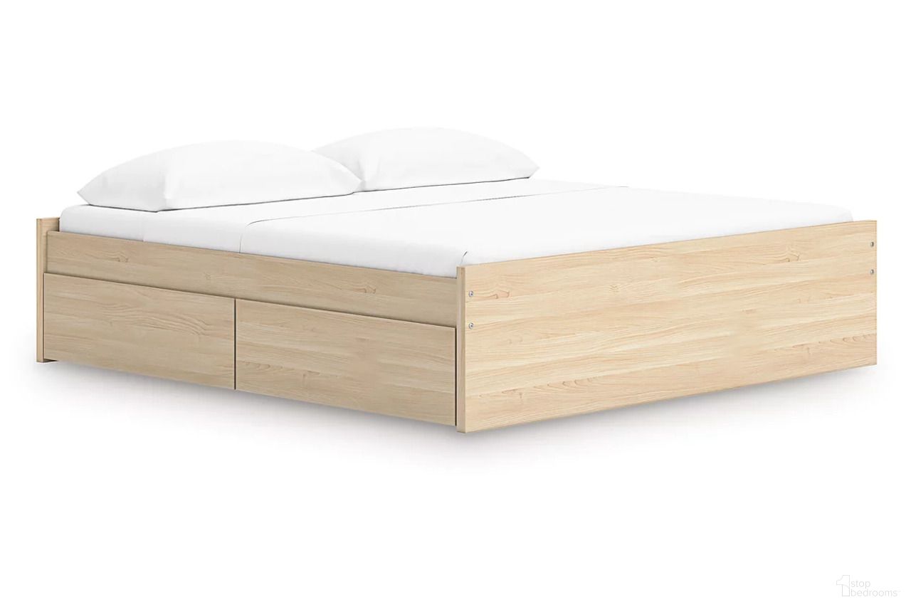 The appearance of Onita King Platform Bed with 1 Side Storage In Natural designed by Signature Design by Ashley in the modern / contemporary interior design. This natural piece of furniture was selected by 1StopBedrooms from Onita Collection to add a touch of cosiness and style into your home. Sku: B100-14;EB9632-261;EB9632-56;EB9632-95. Bed Type: Platform Bed. Bed Size: King.