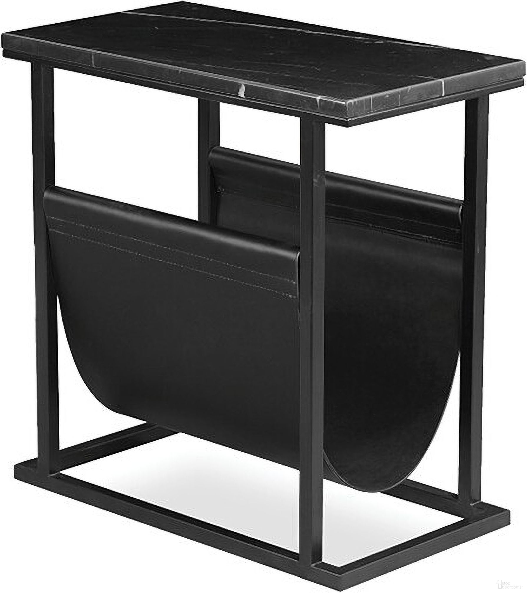 The appearance of Onix Black Leather-Black Matte Marble Top With Black Powder Coated Frame Magazine End Table designed by Mobital in the modern / contemporary interior design. This black piece of furniture  was selected by 1StopBedrooms from Onix Collection to add a touch of cosiness and style into your home. Sku: WRA-ONIX-BFRA-BMAR2. Material: Marble.