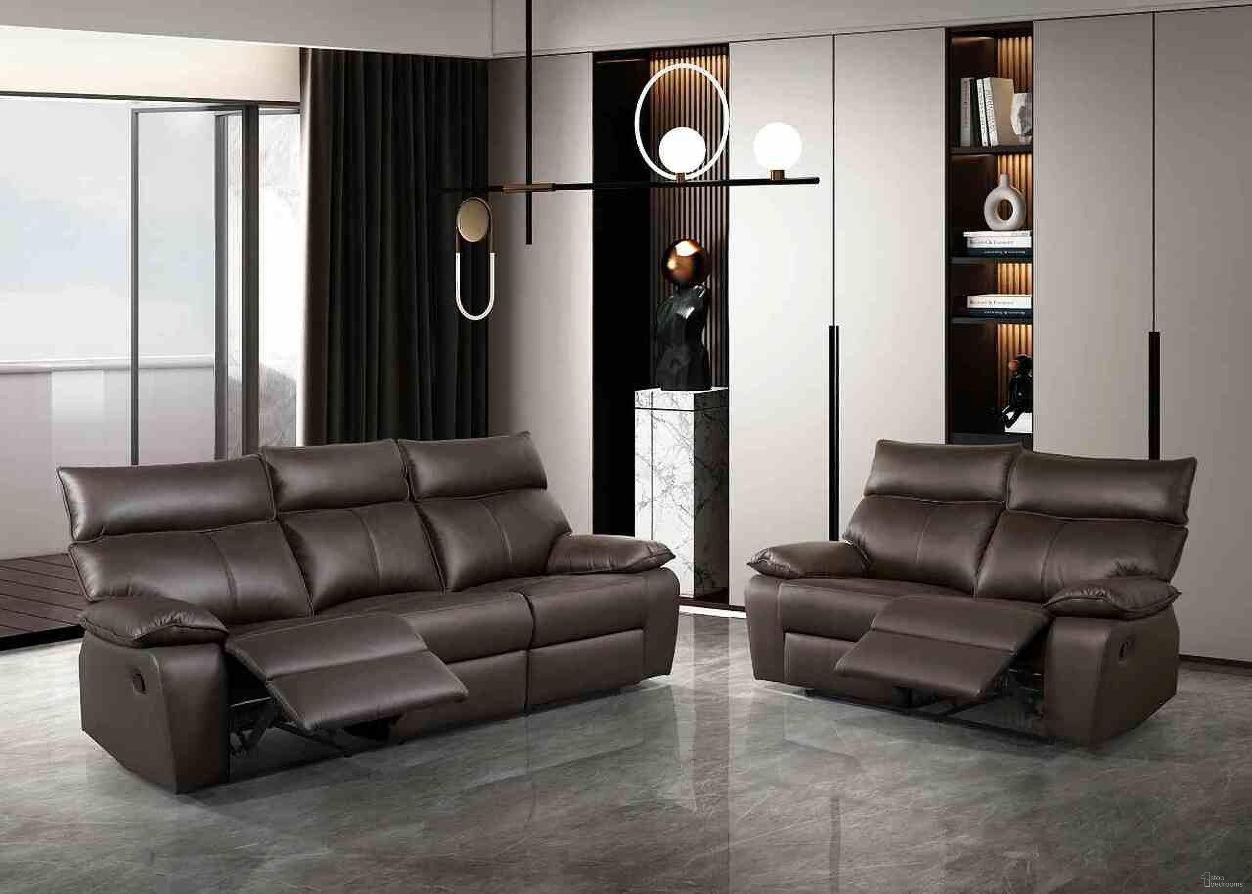 The appearance of Onoria Living Room Set In Brown designed by Furniture of America in the modern / contemporary interior design. This brown piece of furniture  was selected by 1StopBedrooms from Onoria Collection to add a touch of cosiness and style into your home. Sku: FM69008BR-SF-M;FM69008BR-LV-M. Material: Leather.