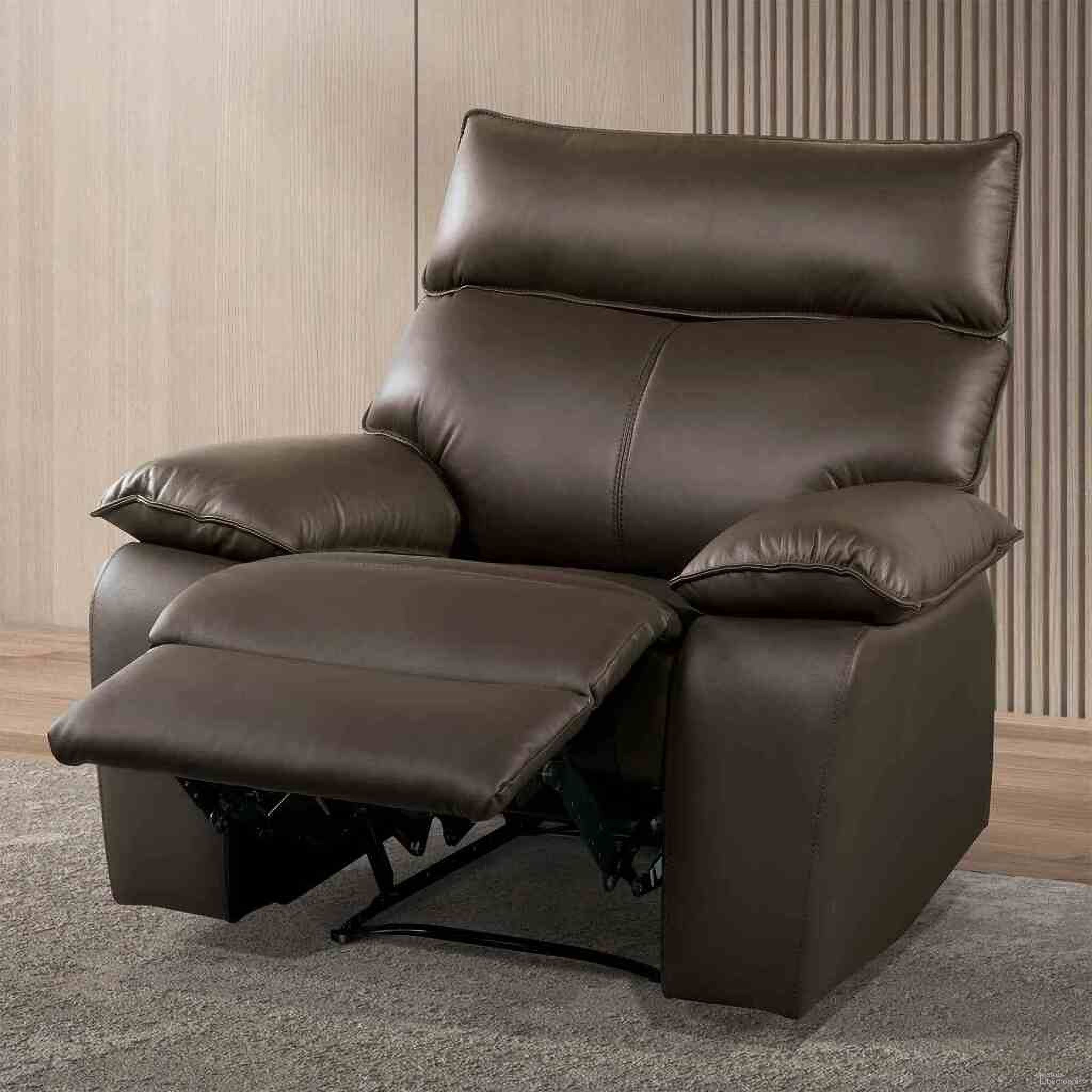 The appearance of Onoria Recliner In Brown designed by Furniture of America in the modern / contemporary interior design. This brown piece of furniture was selected by 1StopBedrooms from Onoria Collection to add a touch of cosiness and style into your home. Sku: FM69008BR-CH-M. Material: Leather Match.