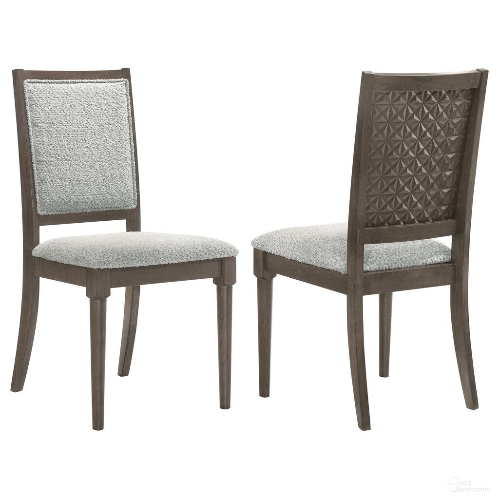 The appearance of Onslow Upholstered Dining Side Chair Set of 2 In Grey and Dark Brown designed by Coaster in the transitional interior design. This grey and dark brown piece of furniture was selected by 1StopBedrooms from Onslow Collection to add a touch of cosiness and style into your home. Sku: 108622. Material: Polyester. Chair Type: Side Chair.