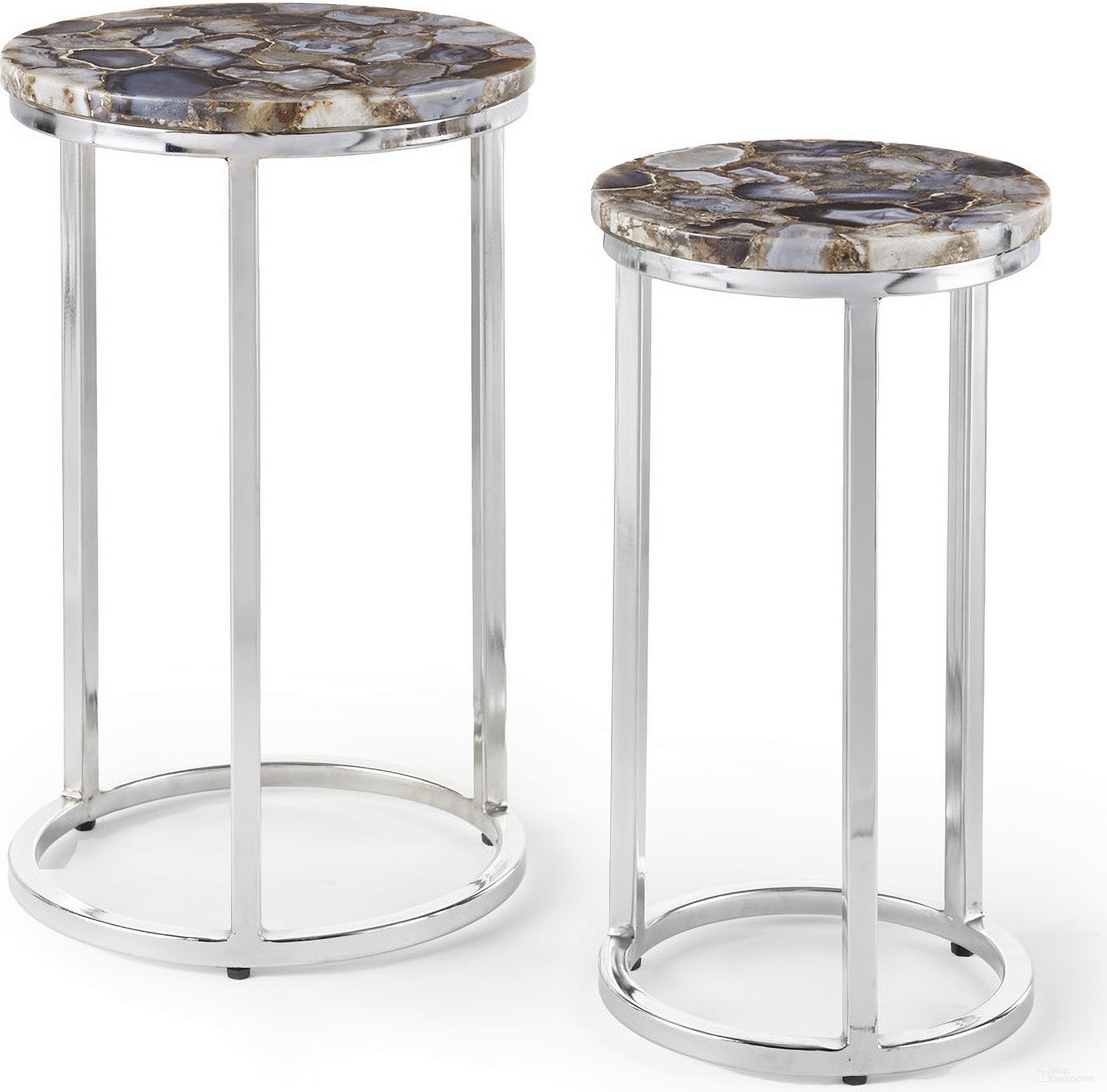 The appearance of Onyx Agate Top Nesting Table In Gray designed by Steve Silver in the transitional interior design. This gray piece of furniture  was selected by 1StopBedrooms from Onyx Collection to add a touch of cosiness and style into your home. Sku: NY2000NT. Material: MDF.