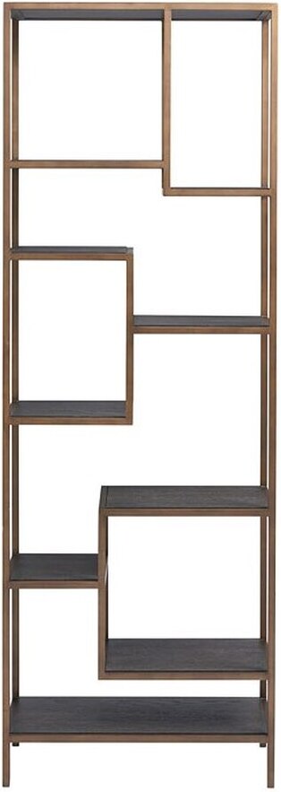 Worlds Away Silas Etagere, Grey Grasscloth