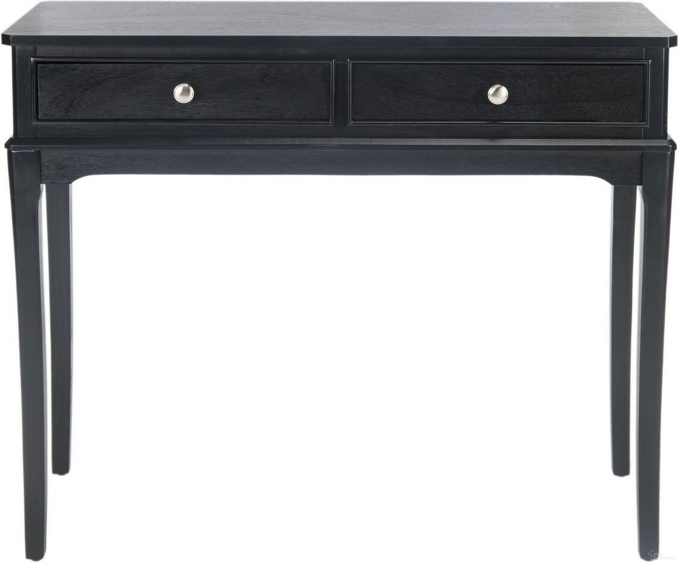 The appearance of Opal 2Drw Console Table in Black designed by Safavieh in the modern / contemporary interior design. This black piece of furniture  was selected by 1StopBedrooms from Opal Collection to add a touch of cosiness and style into your home. Sku: CNS5726B. Material: Wood.