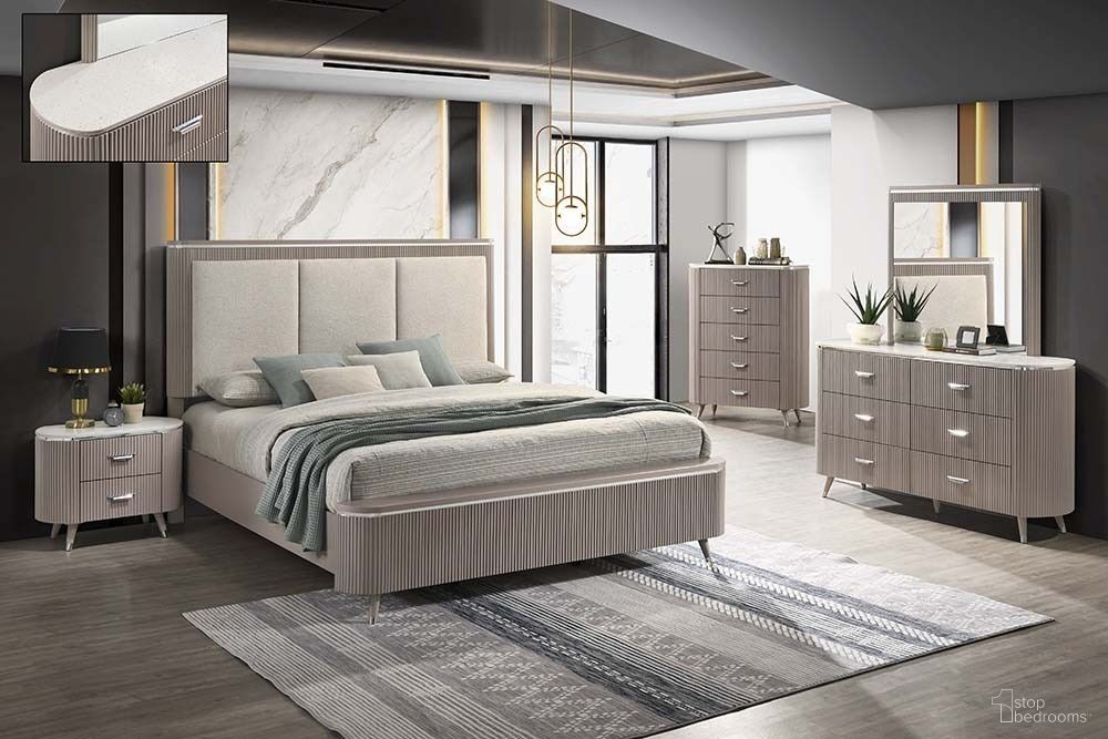 The appearance of Opal Chest In Light Taupe designed by J&M in the modern / contemporary interior design. This light taupe piece of furniture was selected by 1StopBedrooms from Opal Collection to add a touch of cosiness and style into your home. Sku: 19855-C. Material: MDF.