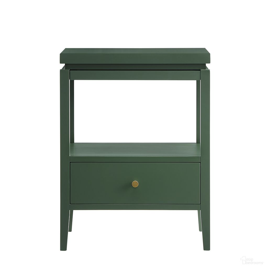 The appearance of Opava 1-Drawer Nightstand In Vintage Green designed by Comfort Pointe in the transitional interior design. This vintage green piece of furniture  was selected by 1StopBedrooms from Opava Collection to add a touch of cosiness and style into your home. Sku: 841-10-32. Material: Poplar.
