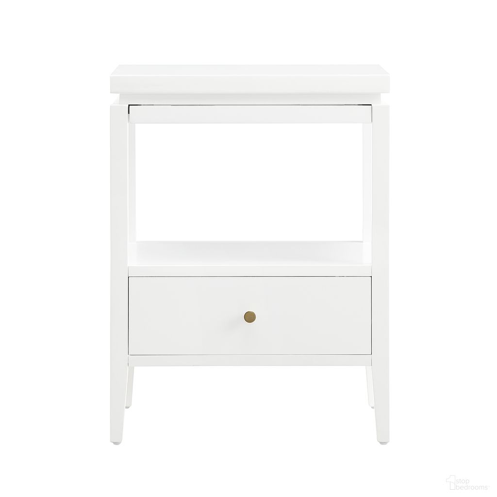 The appearance of Opava 1-Drawer Nightstand In White designed by Comfort Pointe in the transitional interior design. This white piece of furniture  was selected by 1StopBedrooms from Opava Collection to add a touch of cosiness and style into your home. Sku: 841-10-50. Material: Poplar.
