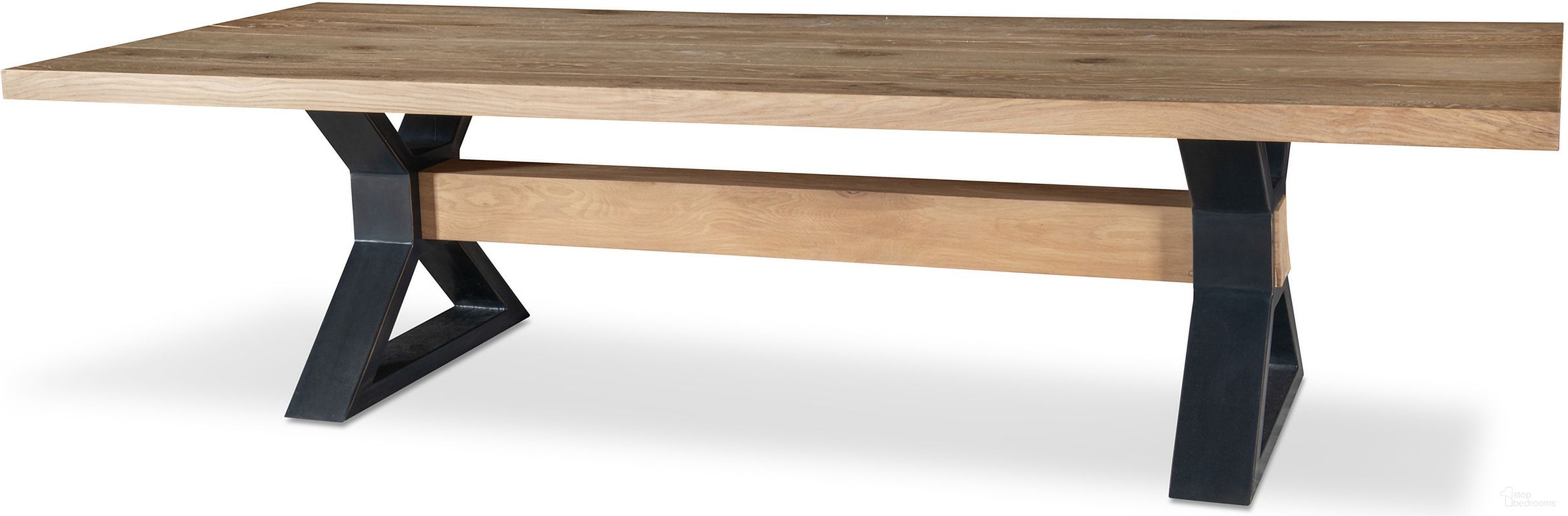 The appearance of Open Sky 120 Inch Dining Table In Natural designed by Century Furniture in the transitional interior design. This natural piece of furniture was selected by 1StopBedrooms from Grand Tour Furniture Collection to add a touch of cosiness and style into your home. Sku: SF6160B;SF6160S;SF6160T. Table Base Style: Trestle. Table Top Shape: Rectangular. Size: 46" x 120". Material: Oak Veneer.