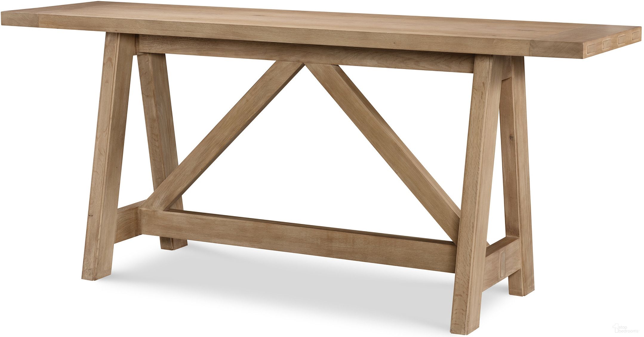The appearance of Open Sky Console Table In Natural designed by Century Furniture in the transitional interior design. This natural piece of furniture  was selected by 1StopBedrooms from Grand Tour Furniture Collection to add a touch of cosiness and style into your home. Sku: SF6168. Material: Oak Veneer.