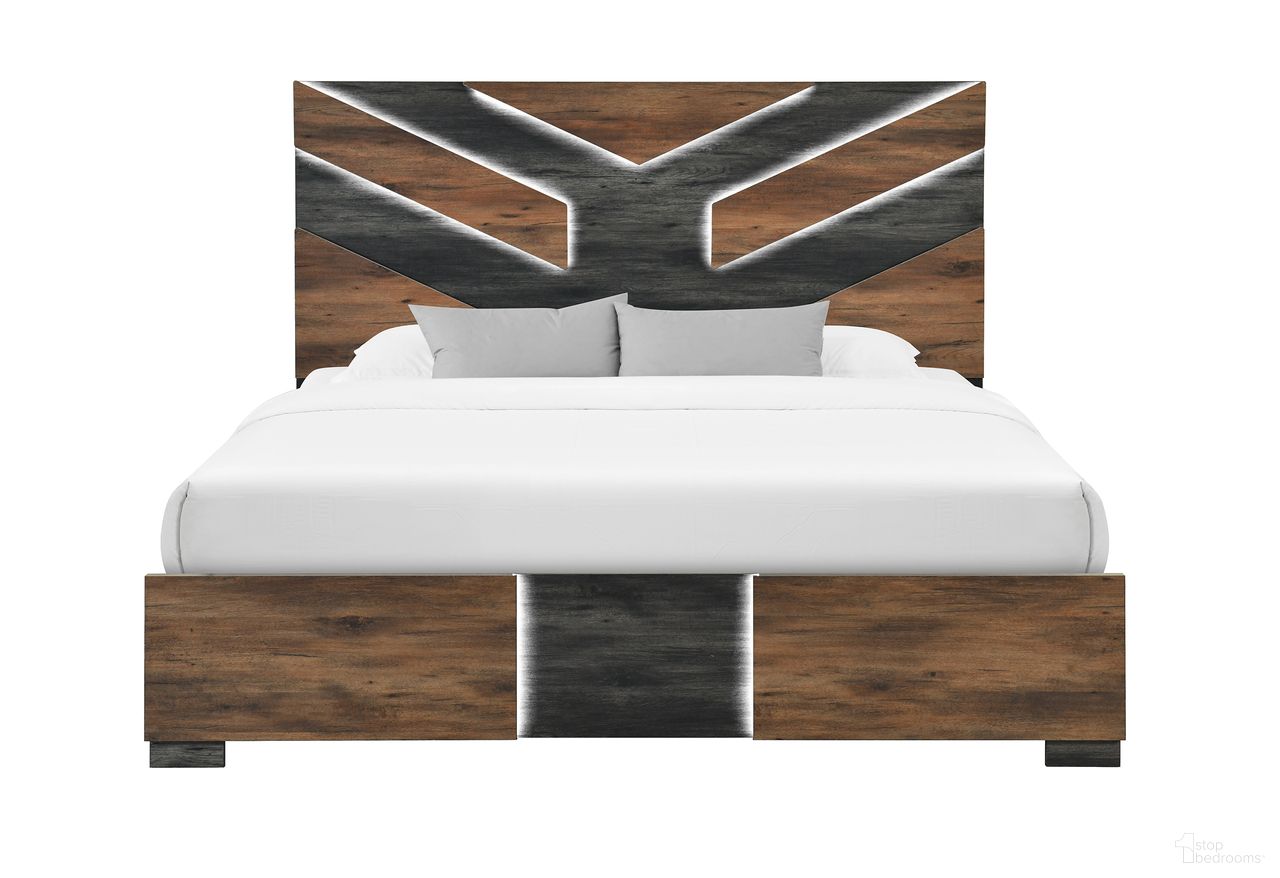 The appearance of Optimus King Bed In Black and Brown designed by Global Furniture USA in the modern / contemporary interior design. This black/brown piece of furniture  was selected by 1StopBedrooms from Optimus Collection to add a touch of cosiness and style into your home. Sku: OPTIMUS-BRWN/BLK-KB-HB/FB W/LED;OPTIMUS-BRWN/BLK-QB/KB-SR. Bed Type: Panel Bed. Bed Size: King. Material: Leather Like Vinyl.