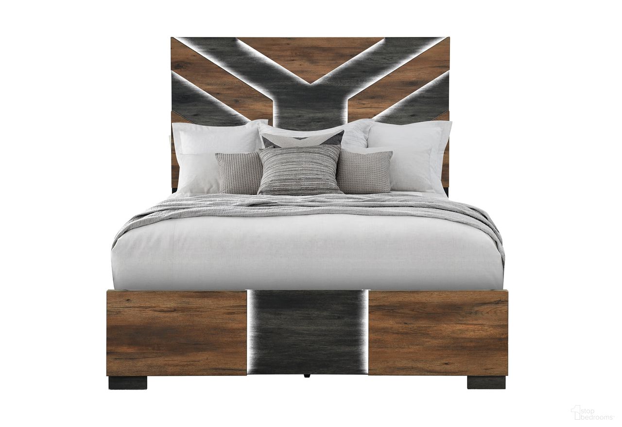The appearance of Optimus Queen Bed In Black and Brown designed by Global Furniture USA in the modern / contemporary interior design. This black/brown piece of furniture was selected by 1StopBedrooms from Optimus Collection to add a touch of cosiness and style into your home. Sku: OPTIMUS-BRWN/BLK-QB-HB/FB W/LED;OPTIMUS-BRWN/BLK-QB/KB-SR. Bed Type: Panel Bed. Bed Size: Queen. Material: Leather Like Vinyl.