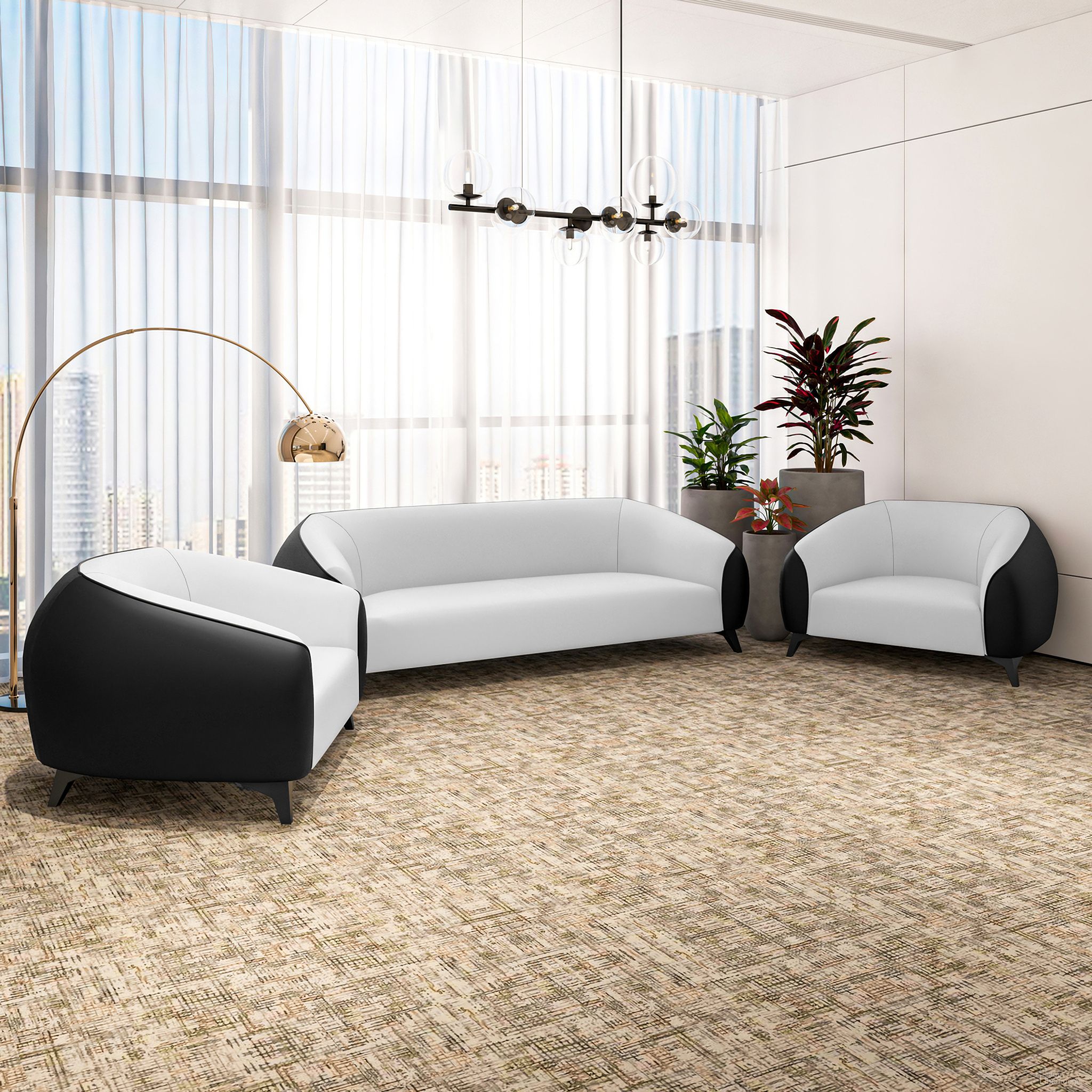 The appearance of Opula Living Room Set In Black and White designed by LeisureMod in the modern / contemporary interior design. This black/white piece of furniture was selected by 1StopBedrooms from Opula Collection to add a touch of cosiness and style into your home. Sku: OS37-74BLW. Material: PU.