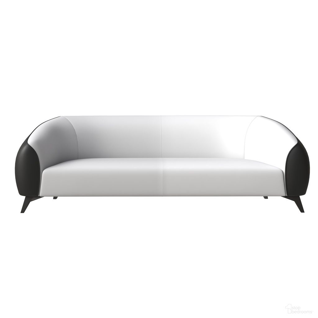 The appearance of Opula Three Seater Sofa In Black and White designed by LeisureMod in the modern / contemporary interior design. This black/white piece of furniture was selected by 1StopBedrooms from Opula Collection to add a touch of cosiness and style into your home. Sku: OS74BLW. Material: PU.