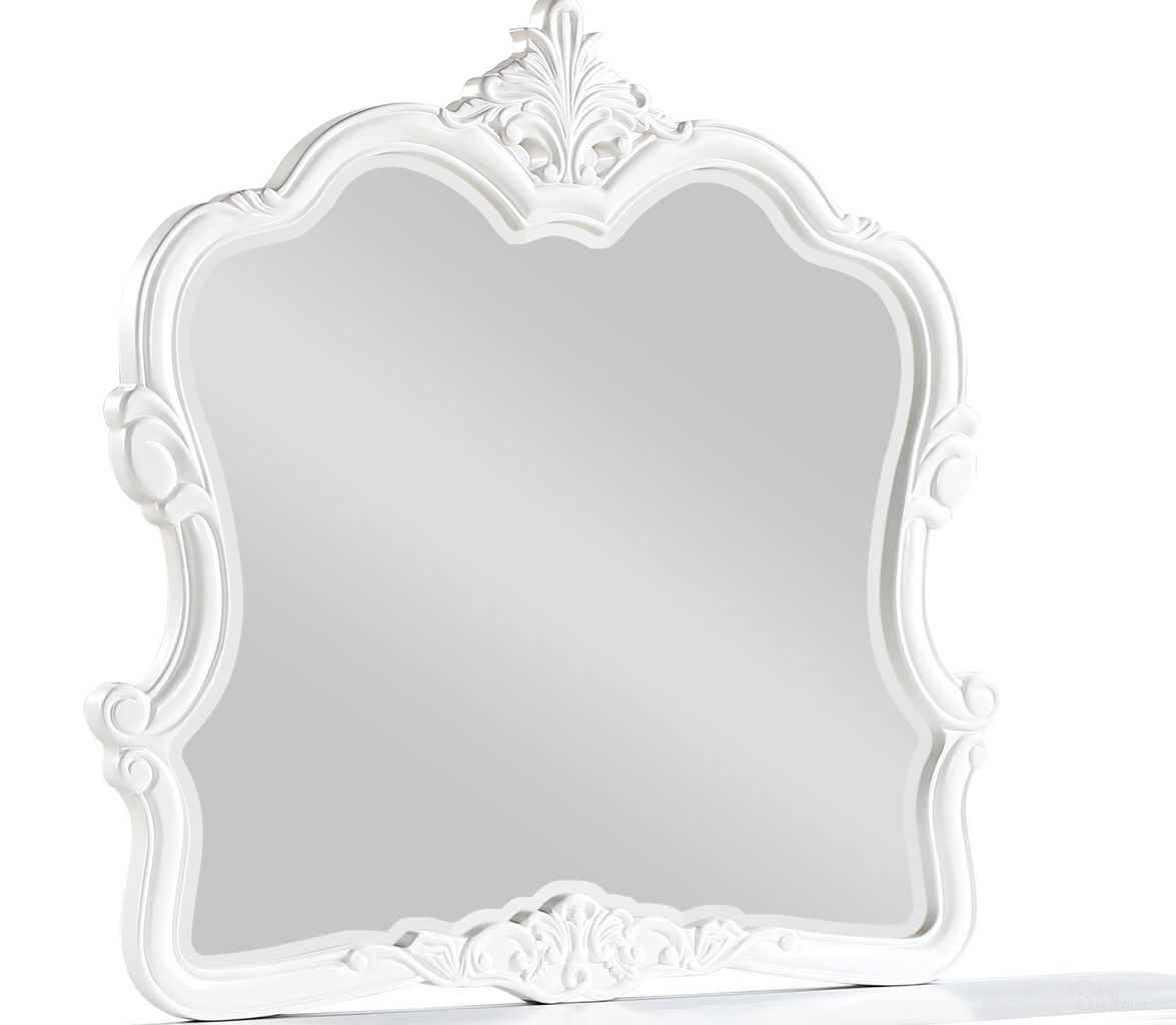 The appearance of Opulence Mirror In White designed by Galaxy Home Furnishings in the modern / contemporary interior design. This white piece of furniture was selected by 1StopBedrooms from Opulence Collection to add a touch of cosiness and style into your home. Sku: 601955554657. Material: Solid Wood.