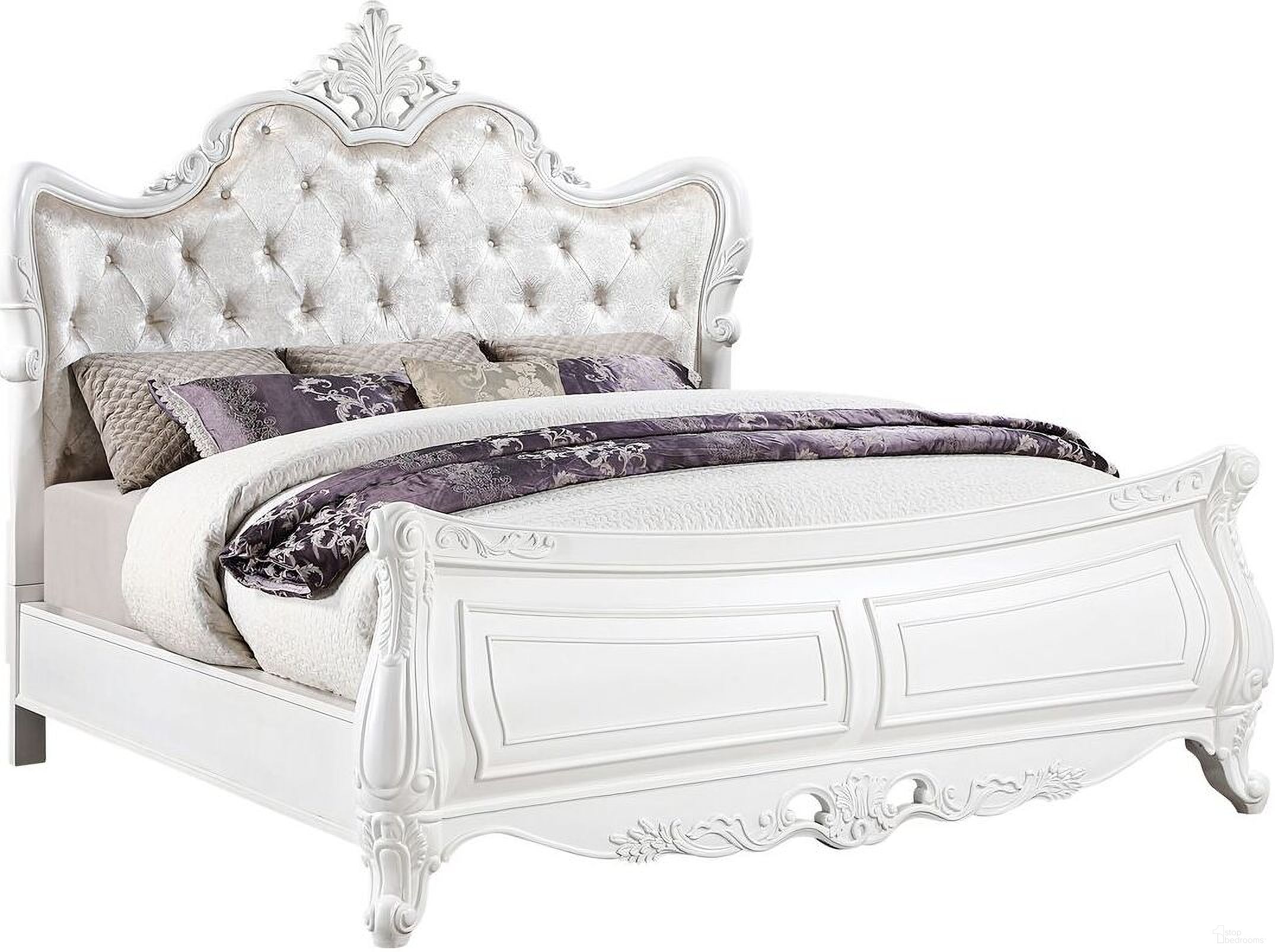 The appearance of Opulence Queen Panel Bed In White designed by Galaxy Home Furnishings in the modern / contemporary interior design. This white piece of furniture  was selected by 1StopBedrooms from Opulence Collection to add a touch of cosiness and style into your home. Sku: 601955554688-1;601955554688-2;601955554688-3. Bed Type: Panel Bed. Bed Size: Queen. Material: Solid Wood.