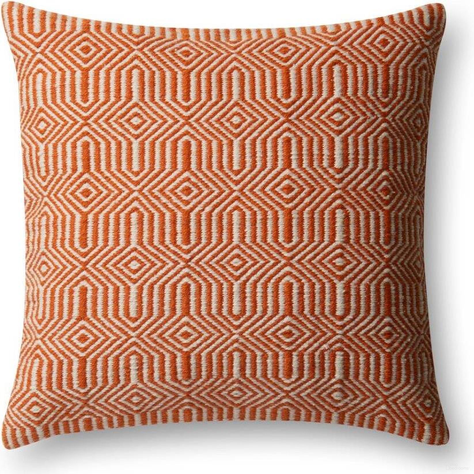 Loloi P0339 Orange and Ivory 22" x 22" Cover w/Down Pillow