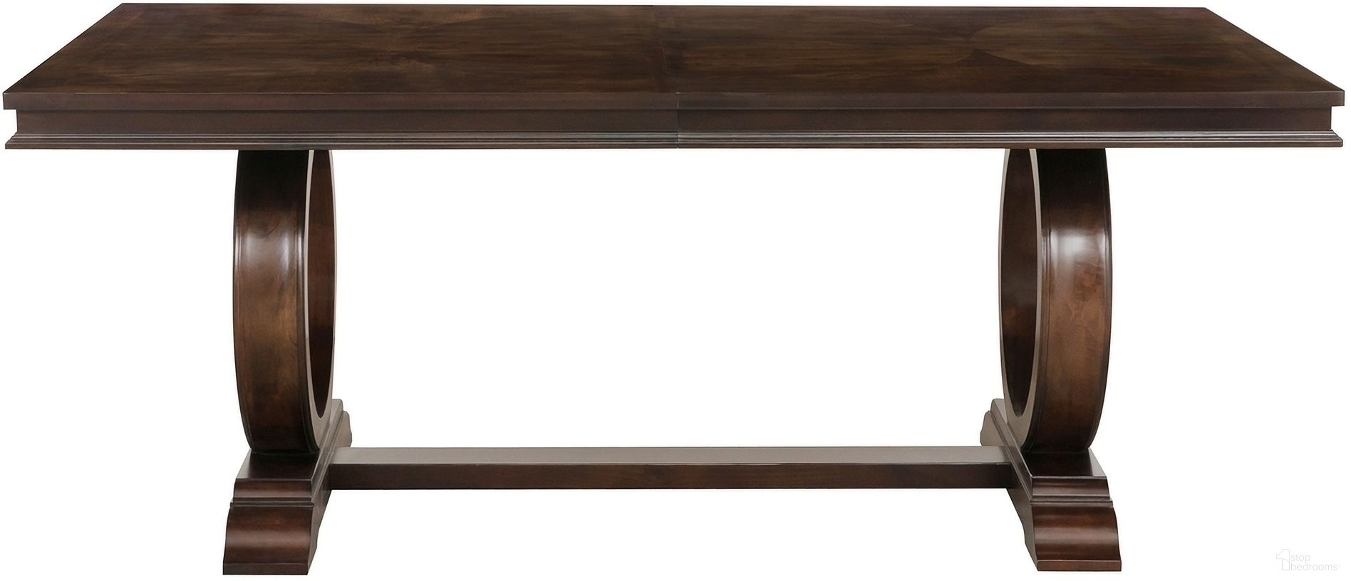 The appearance of Oratorio Cherry Extendable Trestle Dining Table designed by Homelegance in the modern / contemporary interior design. This brown piece of furniture  was selected by 1StopBedrooms from Oratorio Collection to add a touch of cosiness and style into your home. Sku: 5562-96;5562-96B. Table Base Style: Trestle. Table Top Shape: Rectangular. Material: Veneer. Size: 42" x 76".