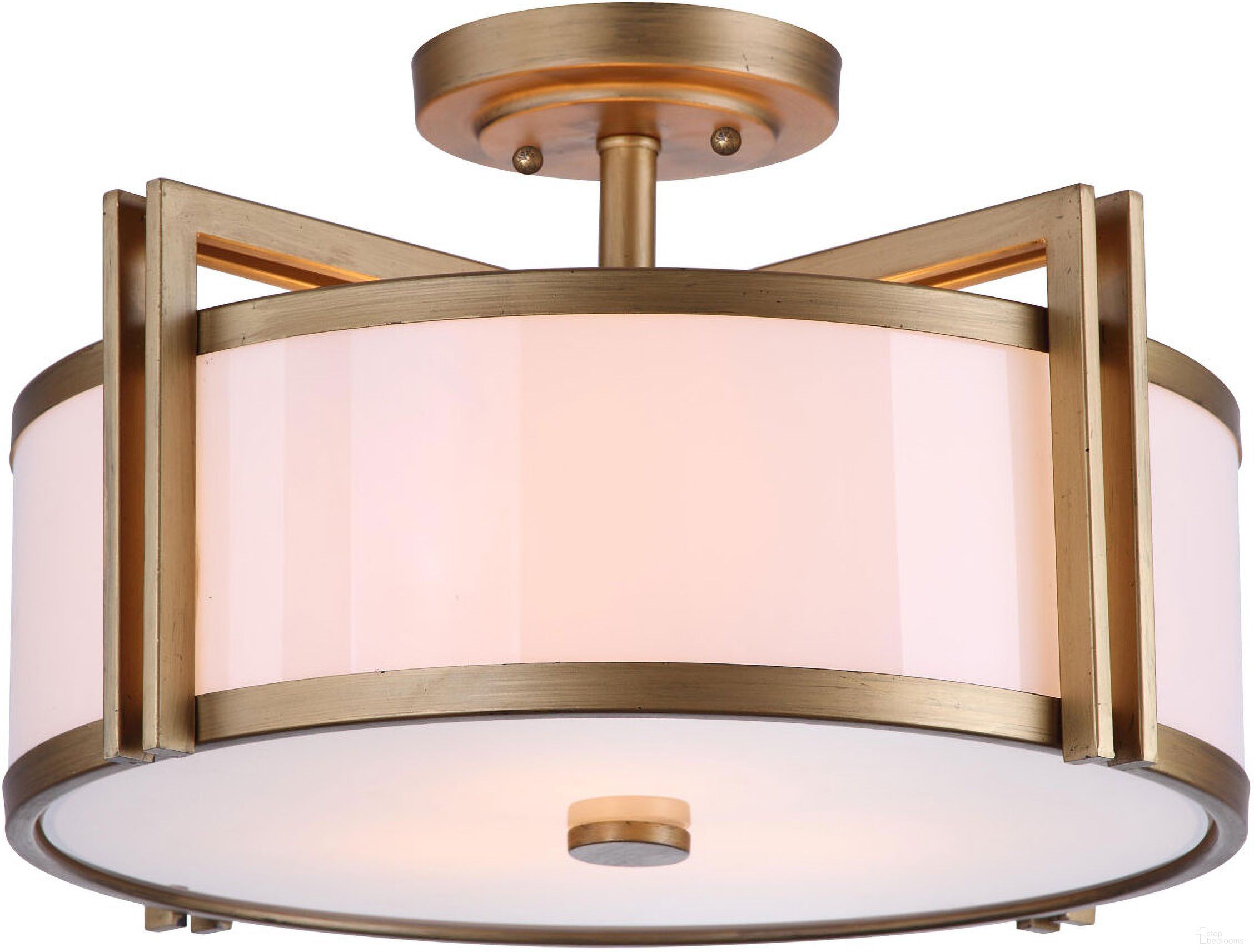 Orb Antique Gold 3-Light 17 Inch Semi Flush Ceiling Light