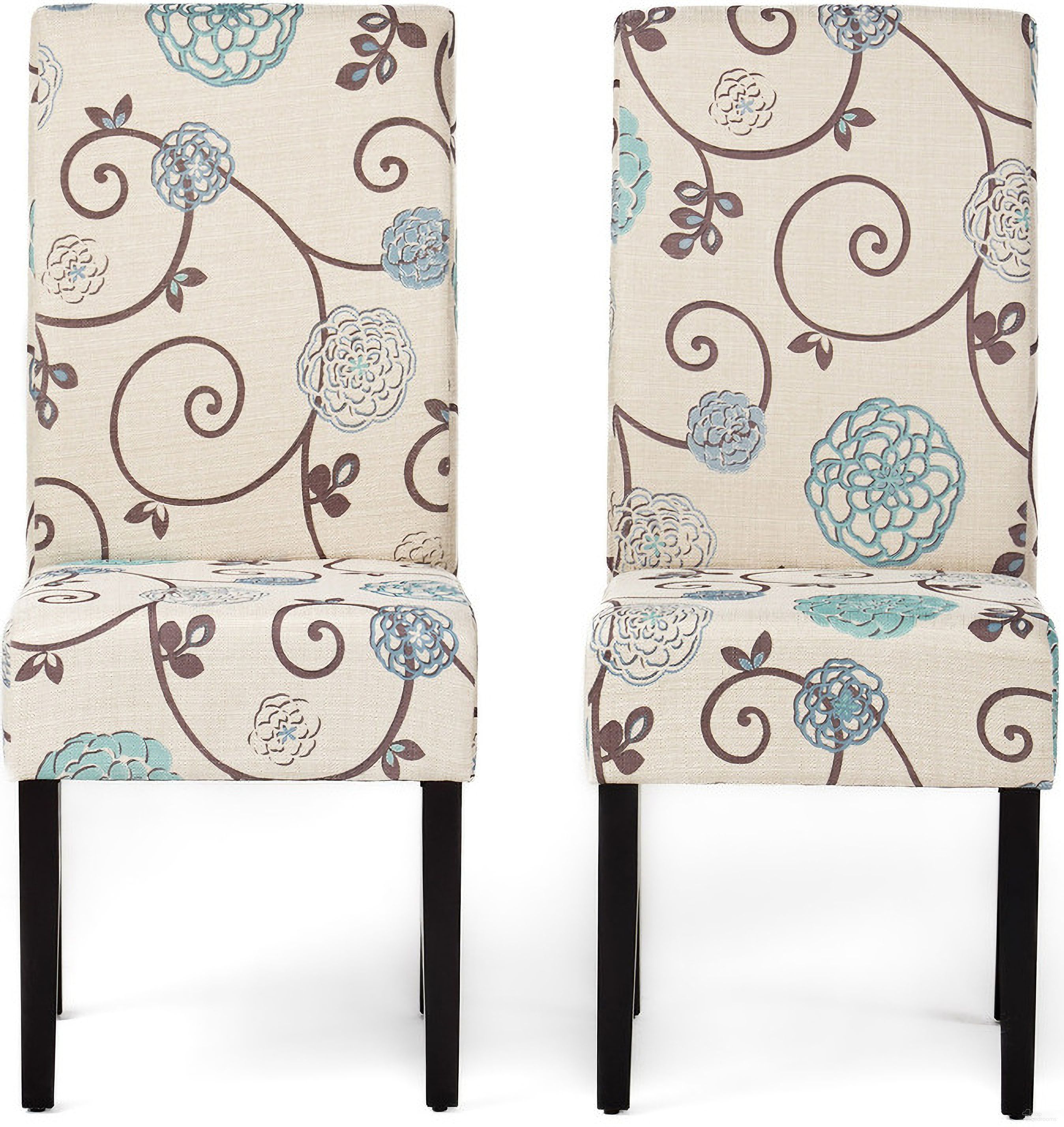 The appearance of Orb Upholstered Dining Chair with Armless Design and Wood Legs Set of 2 In White and Blue designed by Noble House in the modern / contemporary interior design. This white and blue piece of furniture was selected by 1StopBedrooms from Orb Collection to add a touch of cosiness and style into your home. Sku: 60162.00. Material: Fabric. Chair Type: Side Chair.