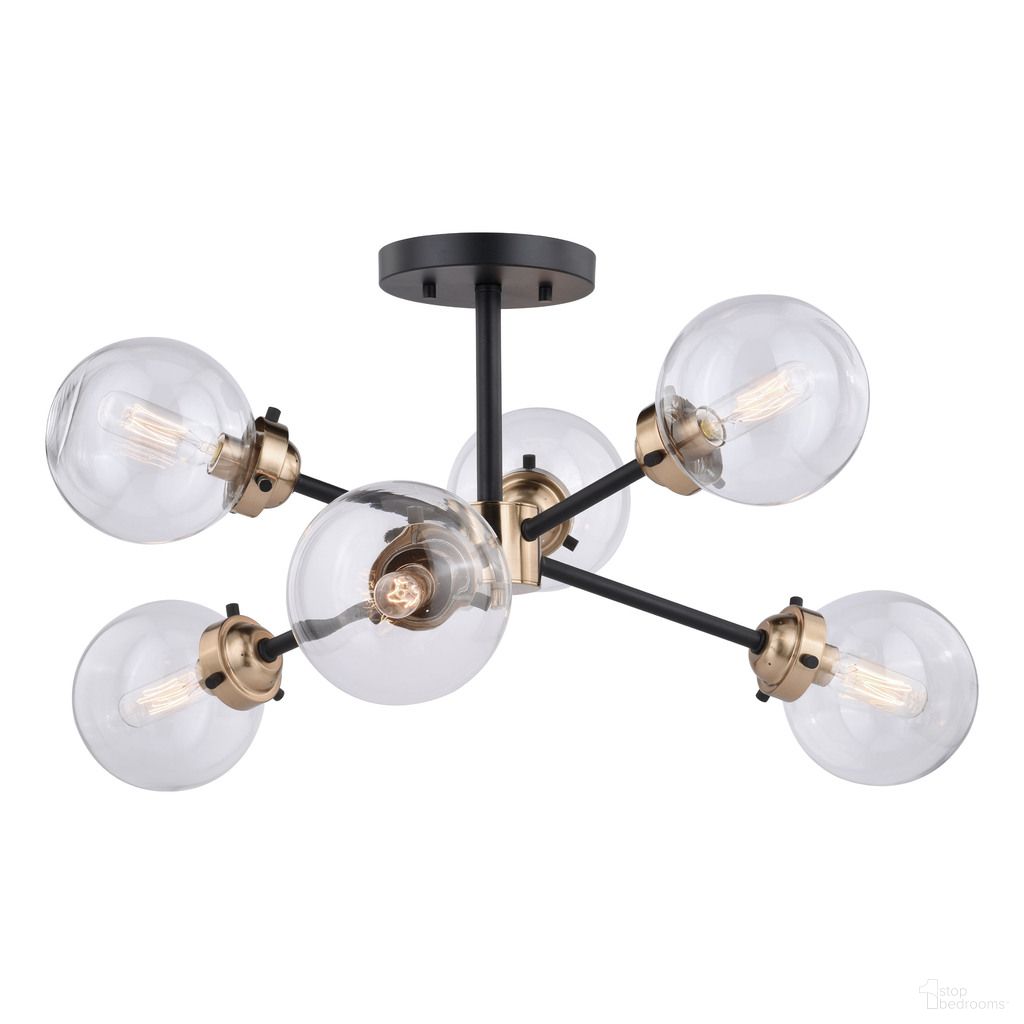 The appearance of Orbit 25 Inch Semi Flush Ceiling Light In Muted Brass and Oil Rubbed Bronze designed by Vaxcel in the transitional interior design. This muted brass/oil rubbed bronze piece of furniture was selected by 1StopBedrooms from Orbit Collection to add a touch of cosiness and style into your home. Sku: C0193. Material: Steel.