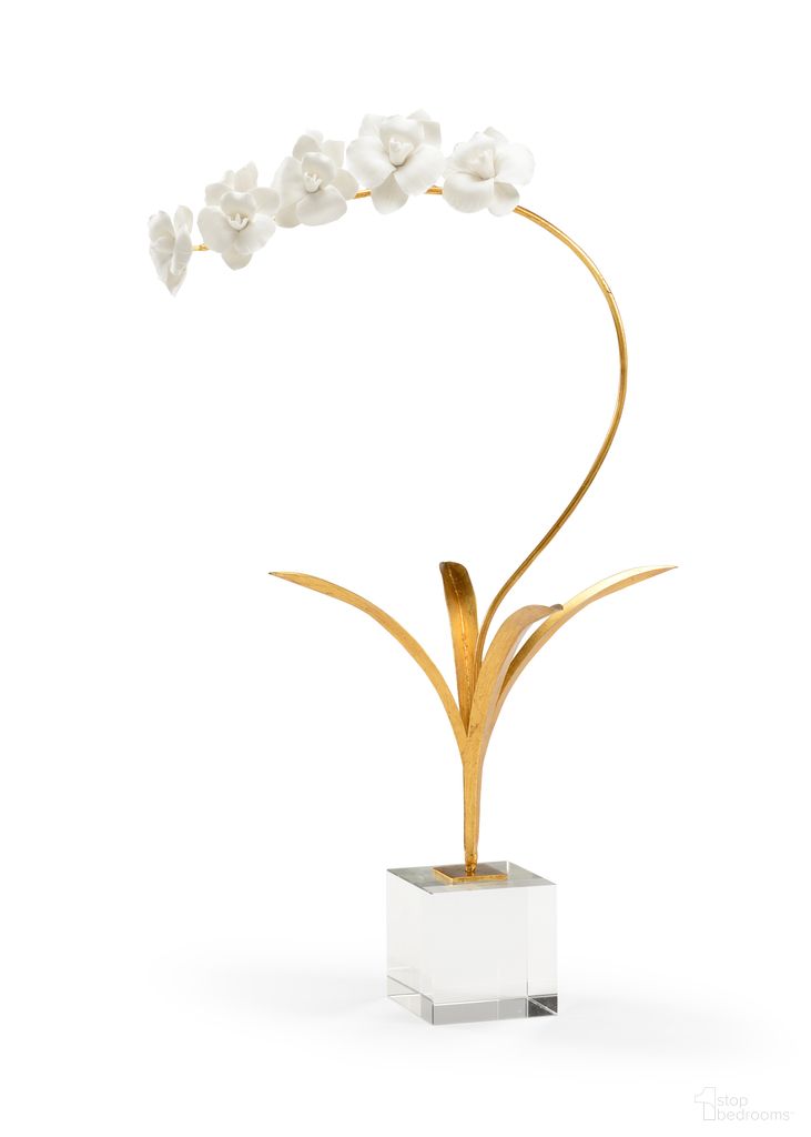 Orchid In Stand In Cream and Gold