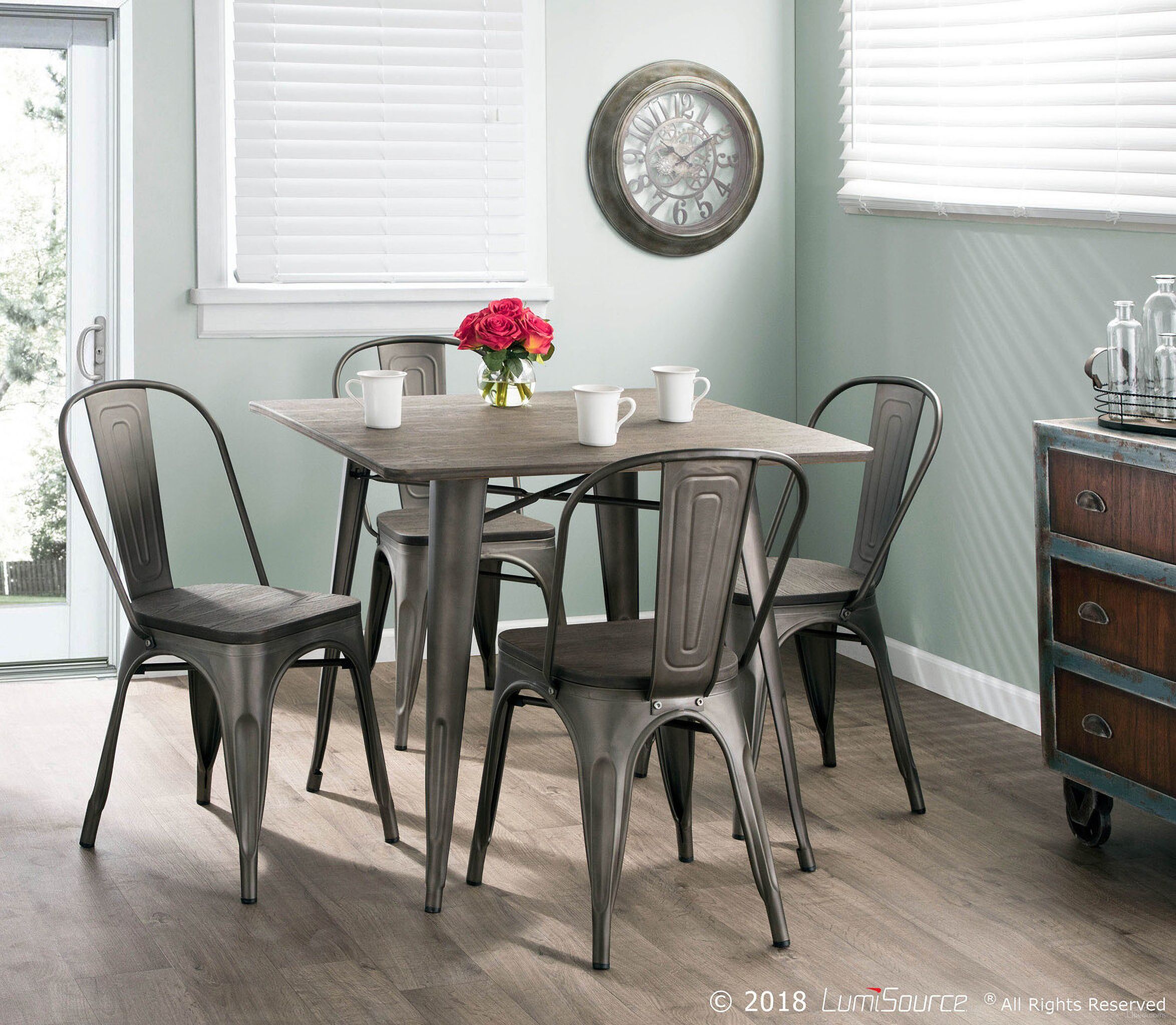 The appearance of Oregon 36 Inch Industrial-Farmhouse Dining Room Set In Antique And Espresso designed by Lumisource in the industrial interior design. This antique piece of furniture  was selected by 1StopBedrooms from Oregon Collection to add a touch of cosiness and style into your home. Sku: DT-OR3636 AN+E;DC-TW-OR DKESP2. Table Top Shape: Square. Material: Wood. Size: 36" x 36".