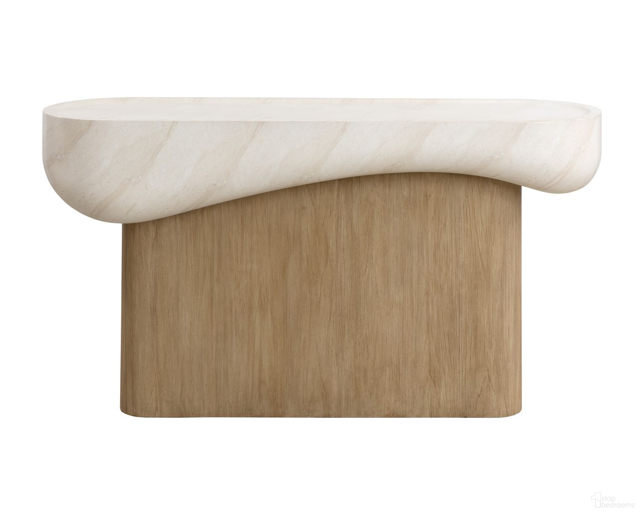 Oreste Travertine Look Console Table In Cream