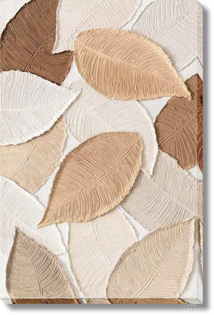 Organic Neutral Harmony Textured Leaf Art Canvas Wall Art In Multi