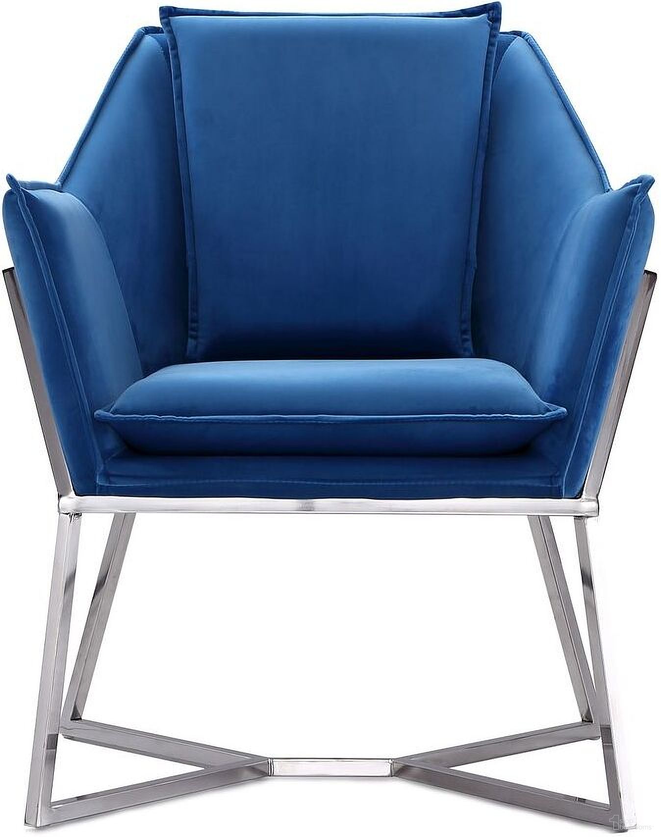 The appearance of Origami Velvet Accent Chair In Blue designed by Manhattan Comfort in the modern / contemporary interior design. This blue piece of furniture  was selected by 1StopBedrooms from Origami Collection to add a touch of cosiness and style into your home. Sku: AC052-BL. Material: Velvet.