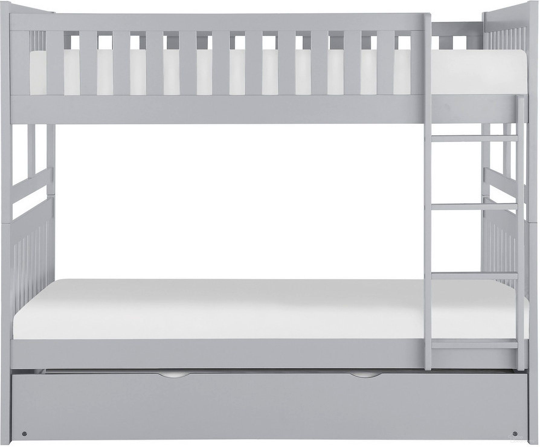 The appearance of Orion Full/Full Bunk Bed with Twin Trundle In Gray designed by Homelegance in the modern / contemporary interior design. This gray piece of furniture was selected by 1StopBedrooms from Orion Collection to add a touch of cosiness and style into your home. Sku: B2063FF-1;B2063FF-2;B2063FF-SL;B2063-R. Bed Type: Bunk Bed. Material: Wood. Bed Size: Full Over Full.