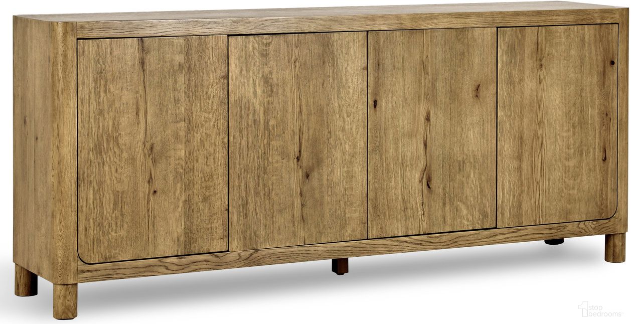 The appearance of Orlando 4 Door Sideboard In Light Brown designed by Classic Home in the modern / contemporary interior design. This light brown piece of furniture  was selected by 1StopBedrooms from Orlando Collection to add a touch of cosiness and style into your home. Sku: 52004082. Material: Solid Oak.