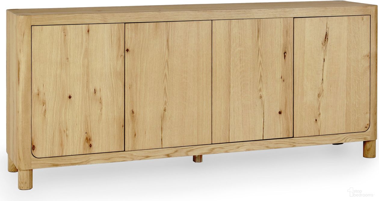 The appearance of Orlando 4 Door Sideboard In Natural designed by Classic Home in the modern / contemporary interior design. This natural piece of furniture  was selected by 1StopBedrooms from Orlando Collection to add a touch of cosiness and style into your home. Sku: 52004083. Material: Solid Oak.