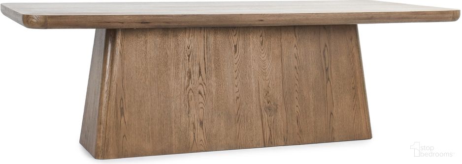 The appearance of Orlando 95 Inch Dining Table In Light Brown designed by Classic Home in the modern / contemporary interior design. This light brown piece of furniture was selected by 1StopBedrooms from Orlando Collection to add a touch of cosiness and style into your home. Sku: 51031416. Table Base Style: Pedestal. Table Top Shape: Rectangular. Size: 42" x 95". Material: Solid Oak.