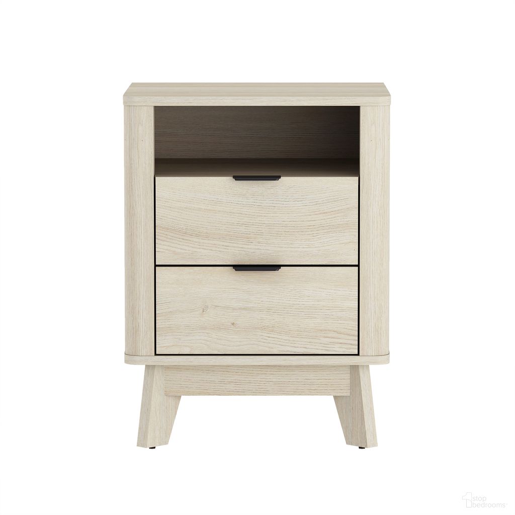 Orlen 2-Drawer Multi-Purpose Nightstand & End Table In Whitewashed Oak