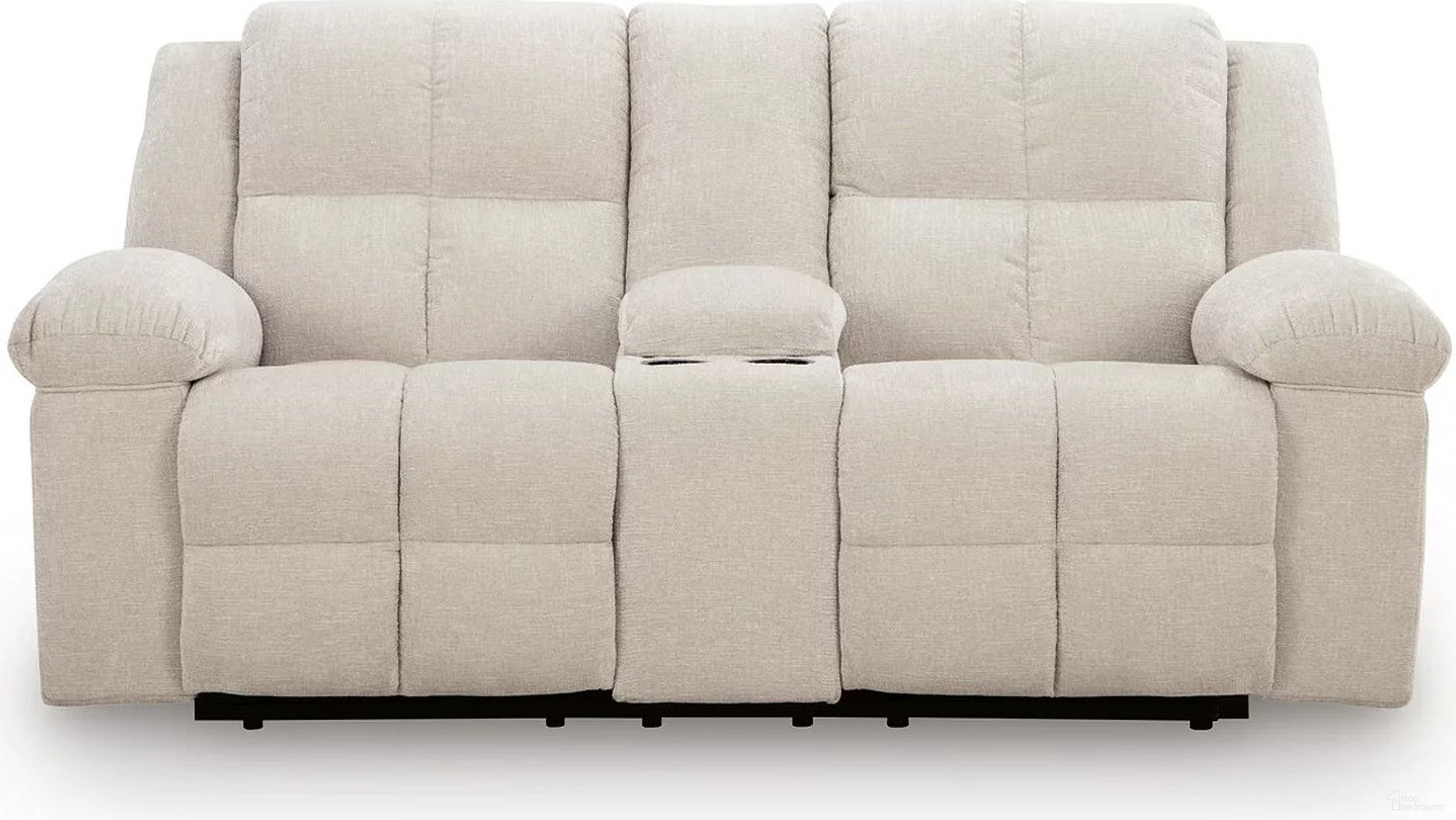 The appearance of Orlen Reclining Loveseat with Console In Winter designed by Signature Design by Ashley in the modern / contemporary interior design. This winter piece of furniture was selected by 1StopBedrooms from Orlen Collection to add a touch of cosiness and style into your home. Sku: 8160294. Material: Performance Fabric.