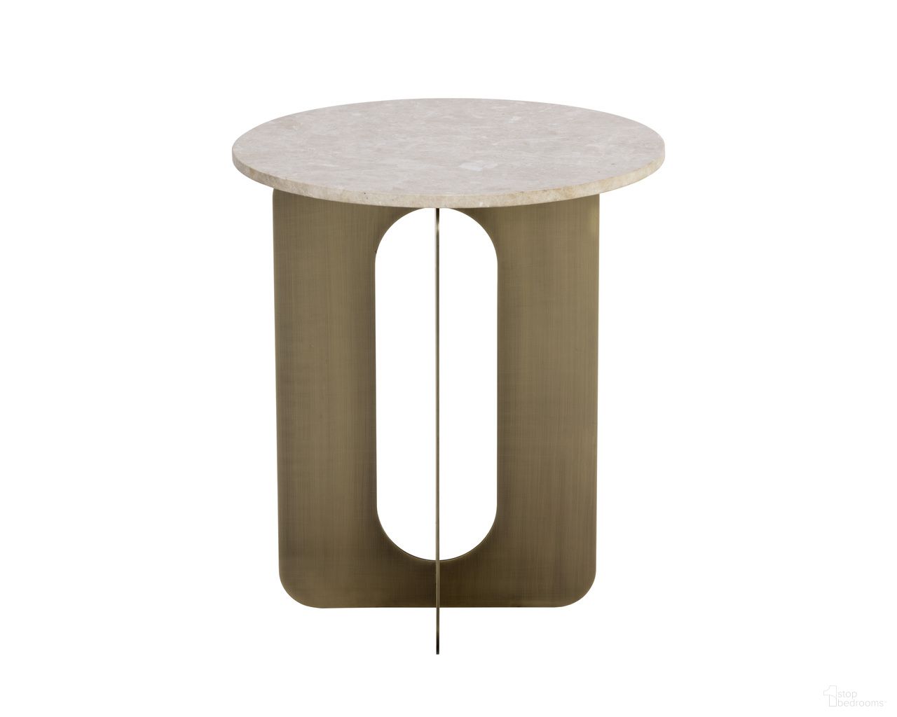 Orlo End Table In Greige and Antique Brass