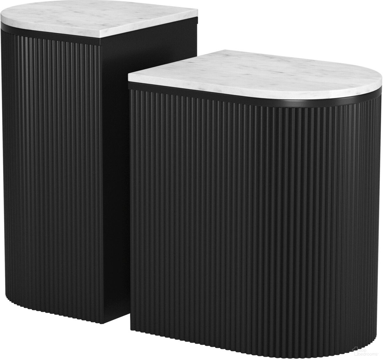 The appearance of Ormara Side Table Set 2-Piece In White and Black designed by Zuo Modern in the modern / contemporary interior design. This white and black piece of furniture  was selected by 1StopBedrooms from Ormara Collection to add a touch of cosiness and style into your home. Sku: 109919. Material: Marble.