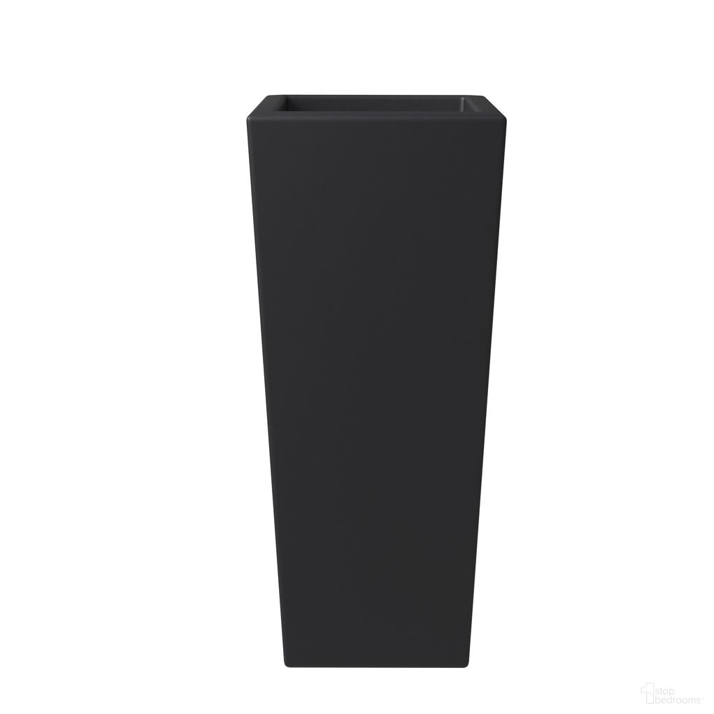 Orna Poly Stone Planter 17.7 Dia. Planter In Black