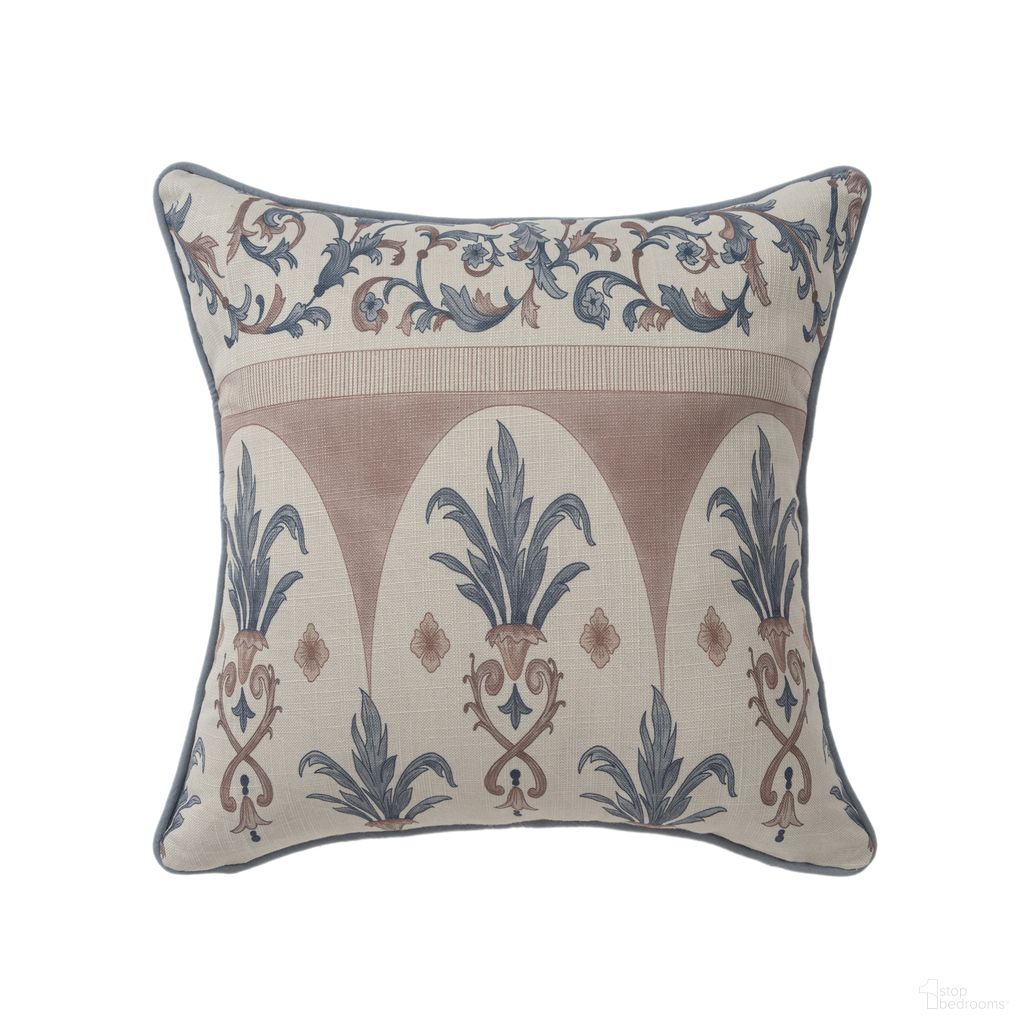 Ornat 20" x 20" Down Alternative Insert Gianna Damask Throw Pillow In Blue and Clay