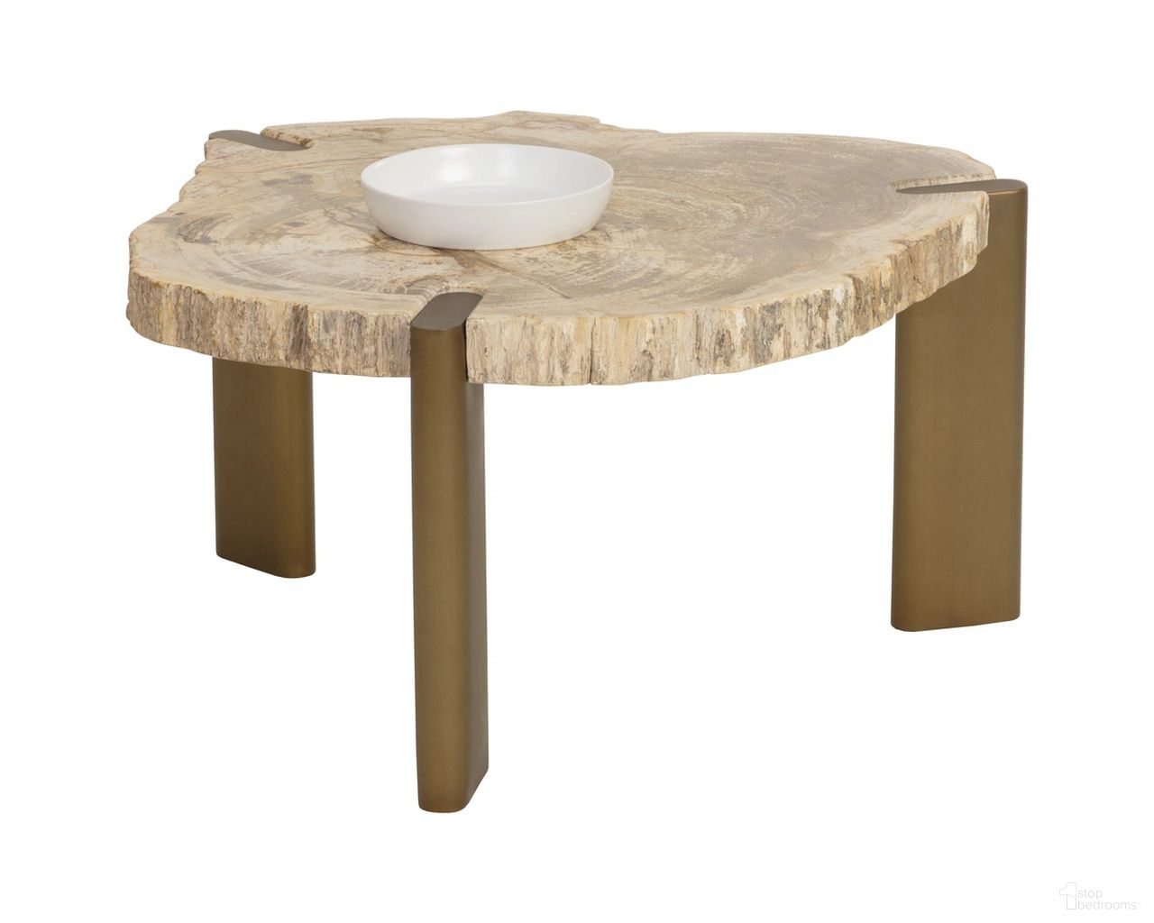 Orric High Coffee Table In Natural and Antique Brass