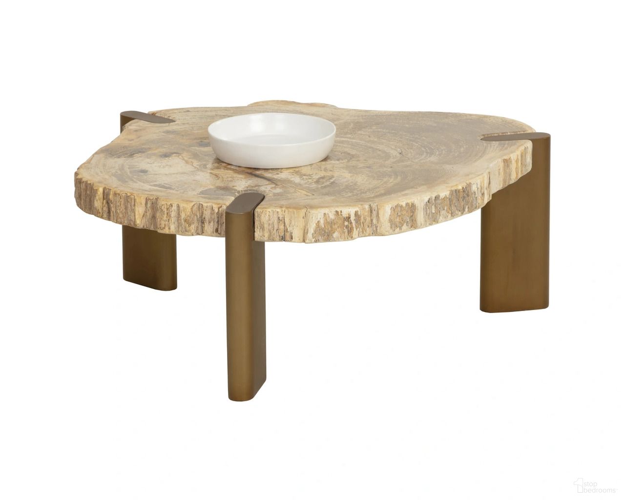 Orric Low Coffee Table In Natural and Antique Brass