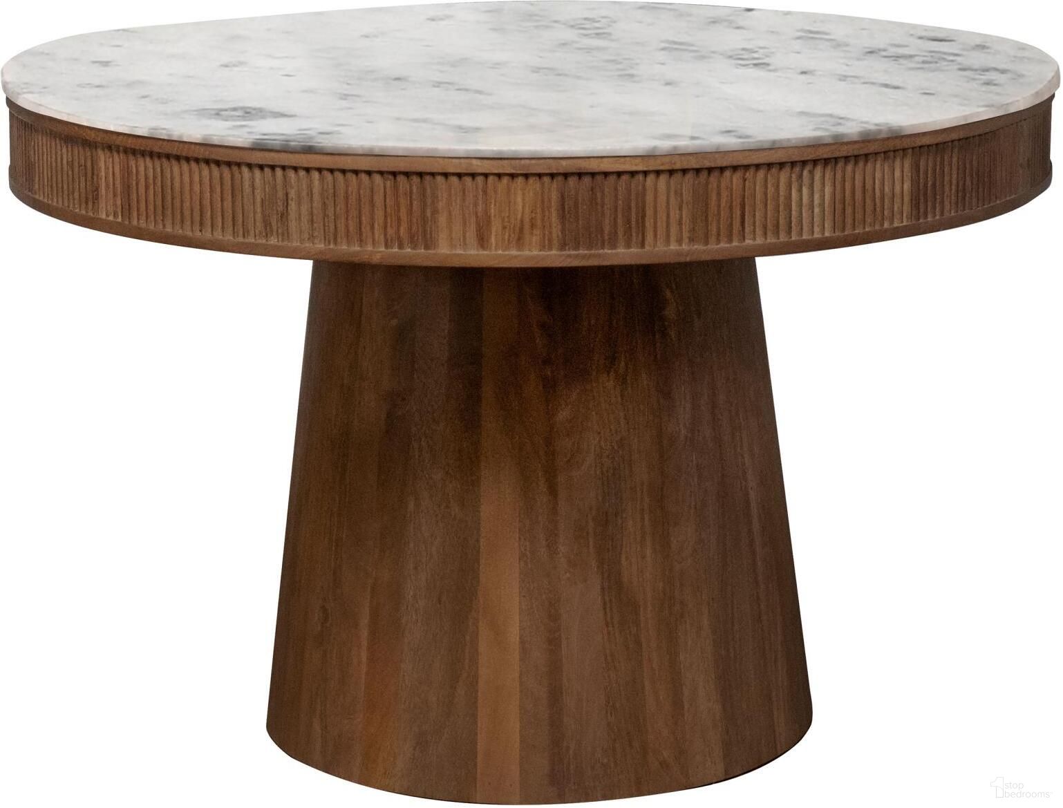 The appearance of Ortega Round Marble Top Solid Base Dining Table White and Natural designed by Coaster in the transitional interior design. This natural piece of furniture  was selected by 1StopBedrooms from Ortega Collection to add a touch of cosiness and style into your home. Sku: 105141B1;105141B2. Table Base Style: Pedestal. Table Top Shape: Round. Material: Wood. Size: 46" x 46".