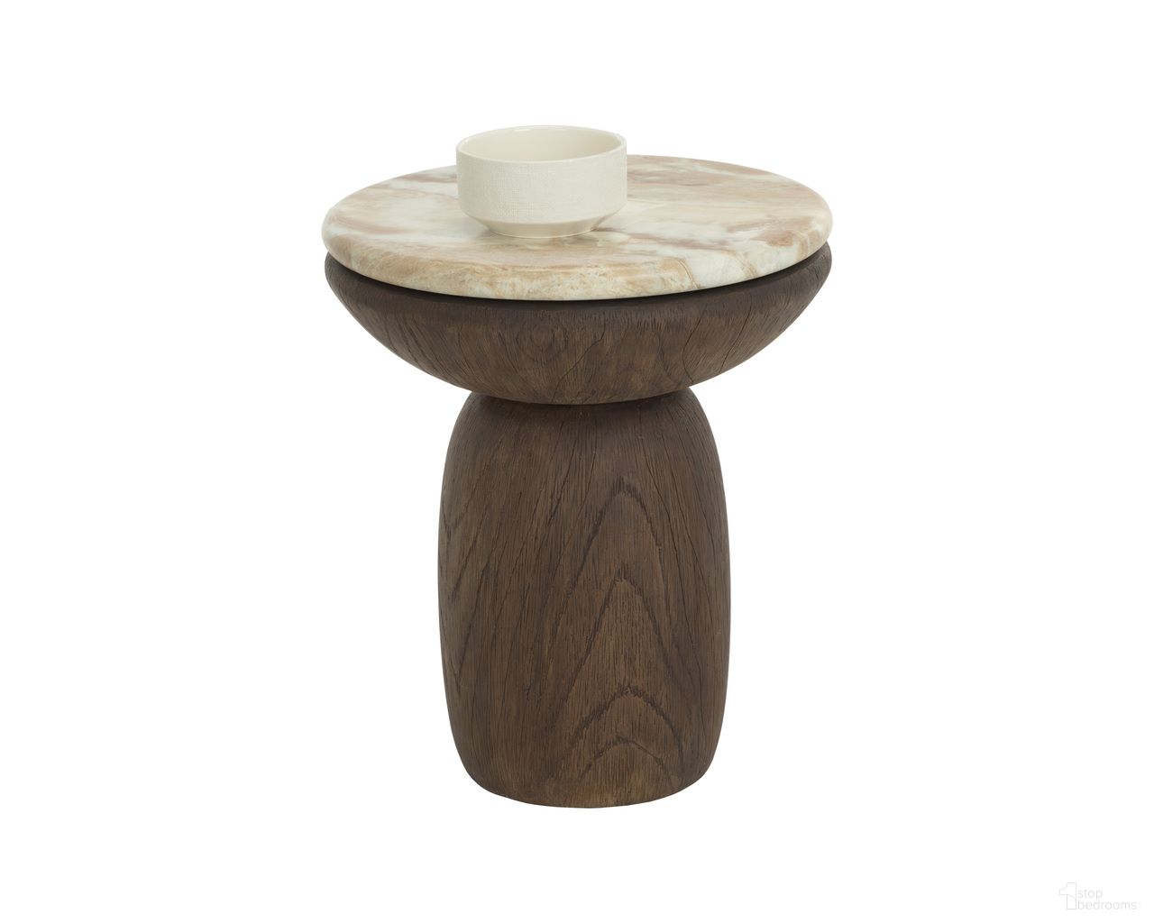 Orula Marble Look End Table In Macchiato